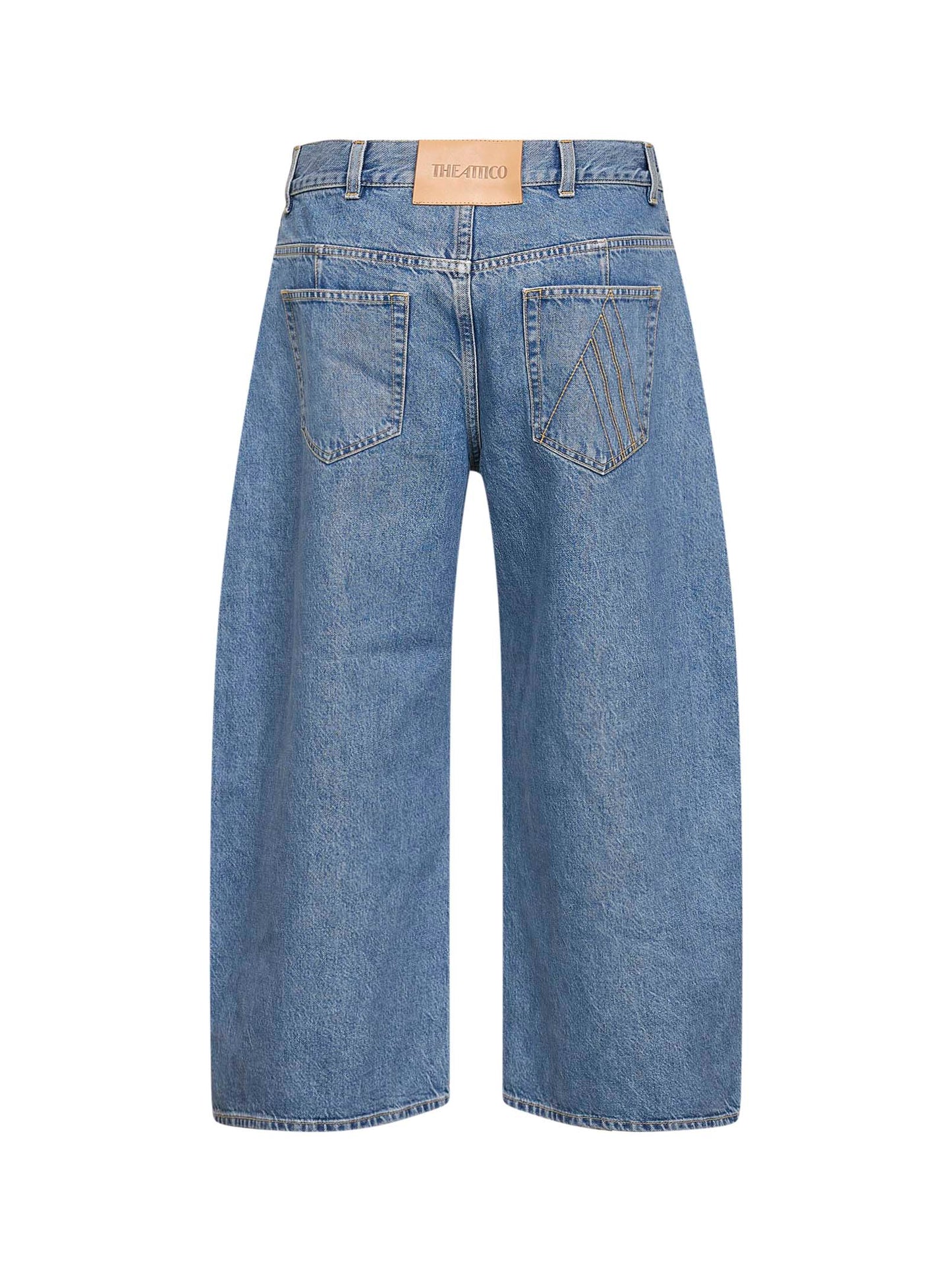 The Attico Women Sky Blue Washed Denim Wide Cropped Jeans THE ATTICO