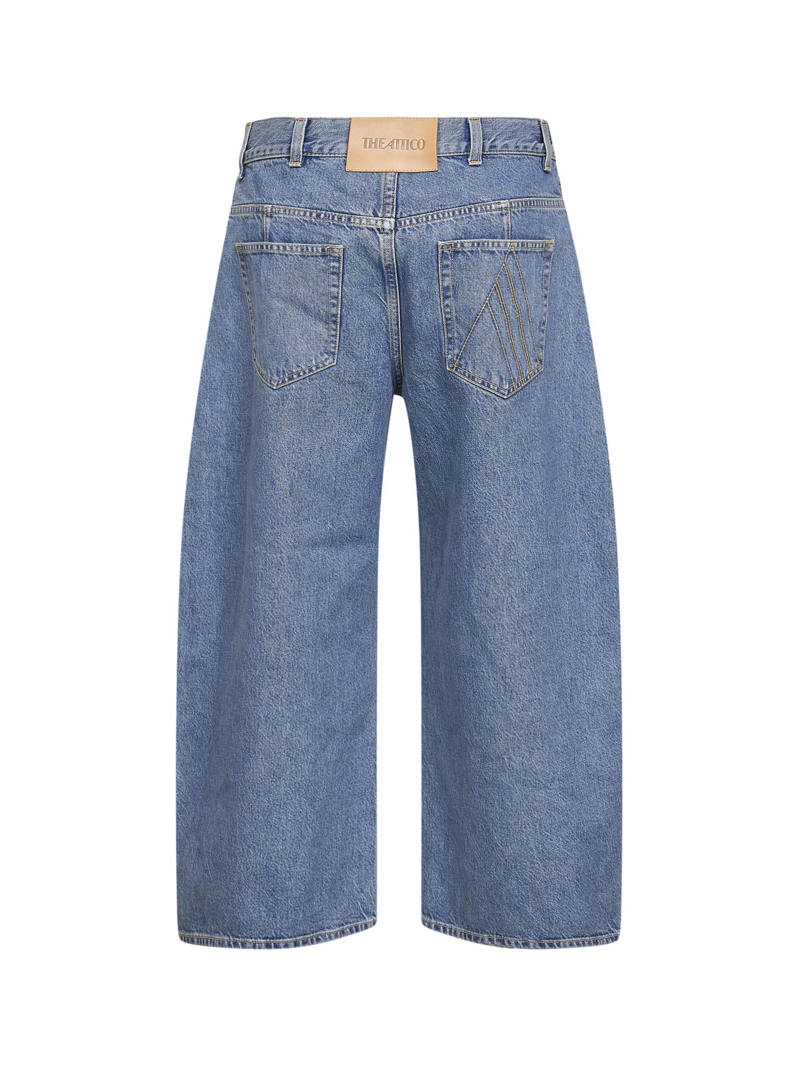The Attico Women Sky Blue Washed Denim Wide Cropped Jeans THE ATTICO