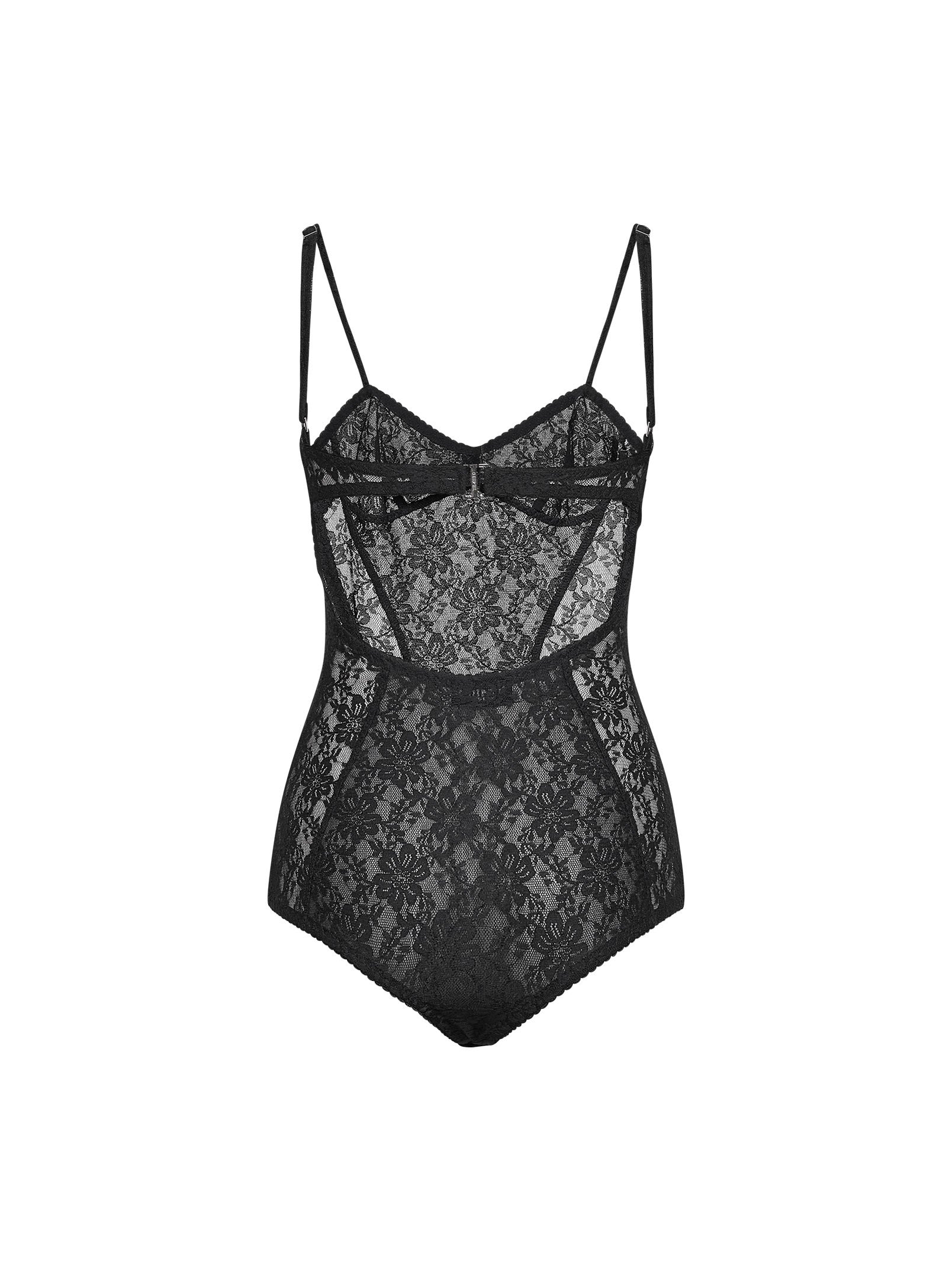 The Attico Women Black Stretch Lace Bodysuit THE ATTICO