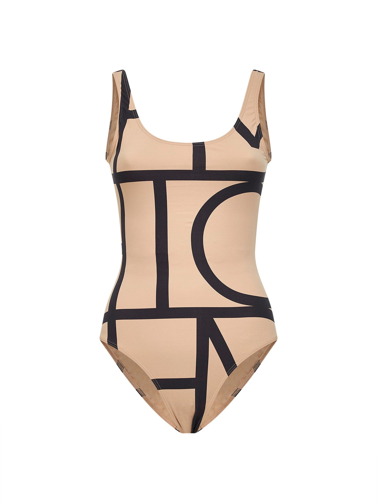 Toteme Women Beige Stretch Jersey Monogram One-Piece Swimsuit TOTEME
