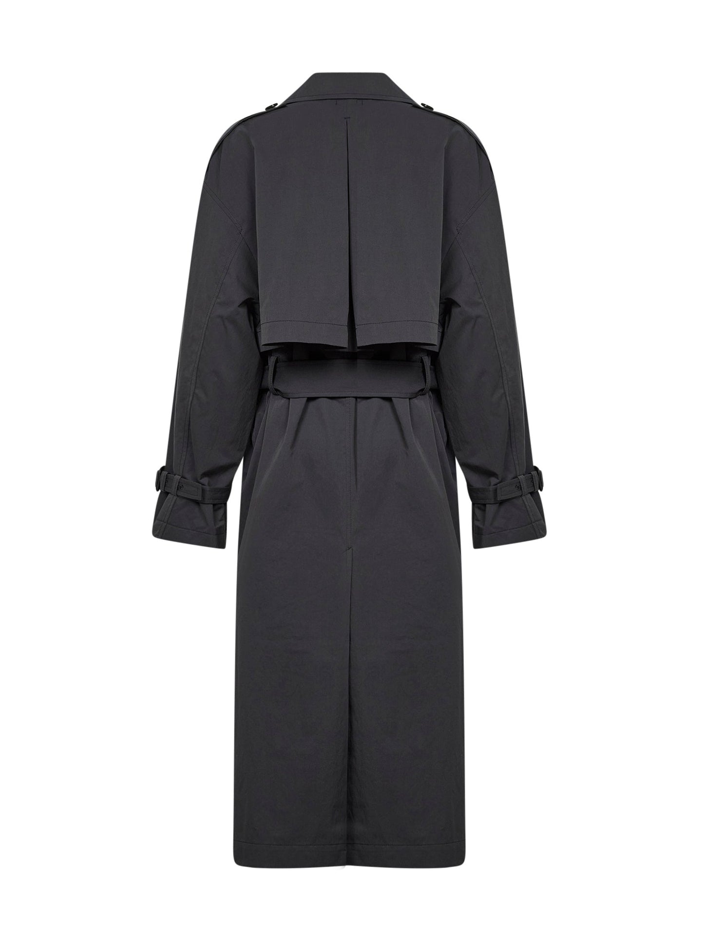 Toteme Women Washed Black Crisp Cotton Blend Double-Breasted Trench Coat TOTEME