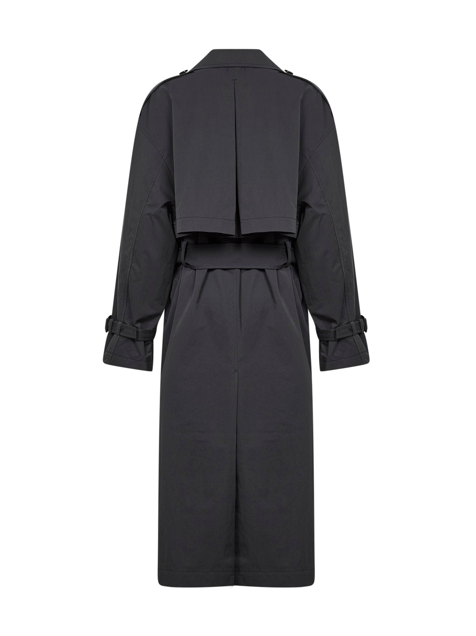 Toteme Women Washed Black Crisp Cotton Blend Double-Breasted Trench Coat TOTEME