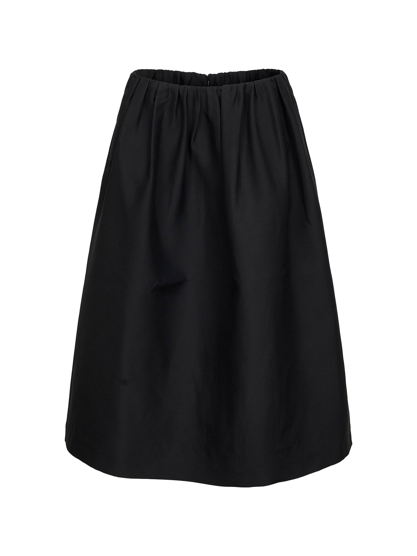 Toteme Women Black Wool And Silk Gathered Midi Skirt