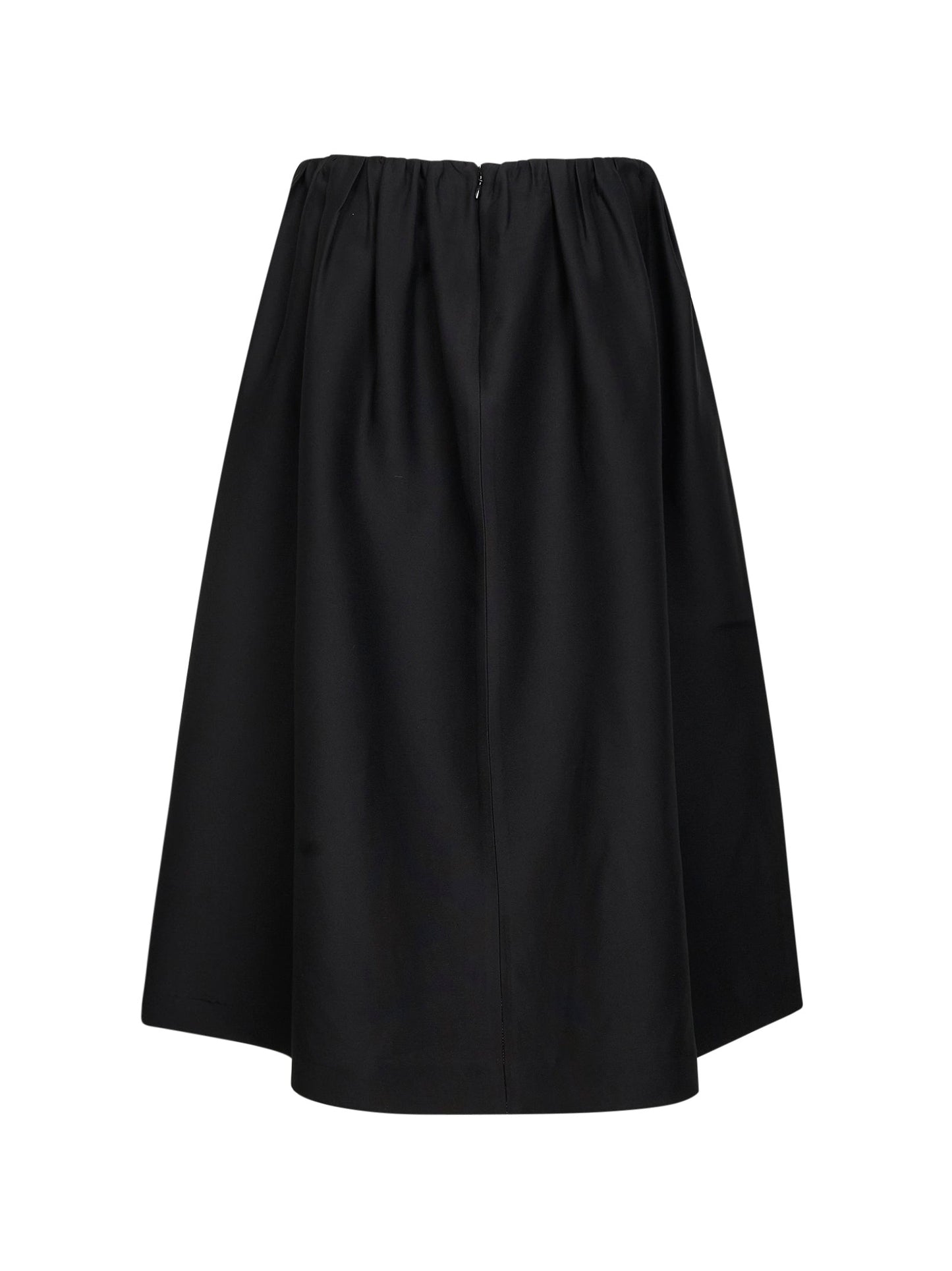 Toteme Women Black Wool And Silk Gathered Midi Skirt