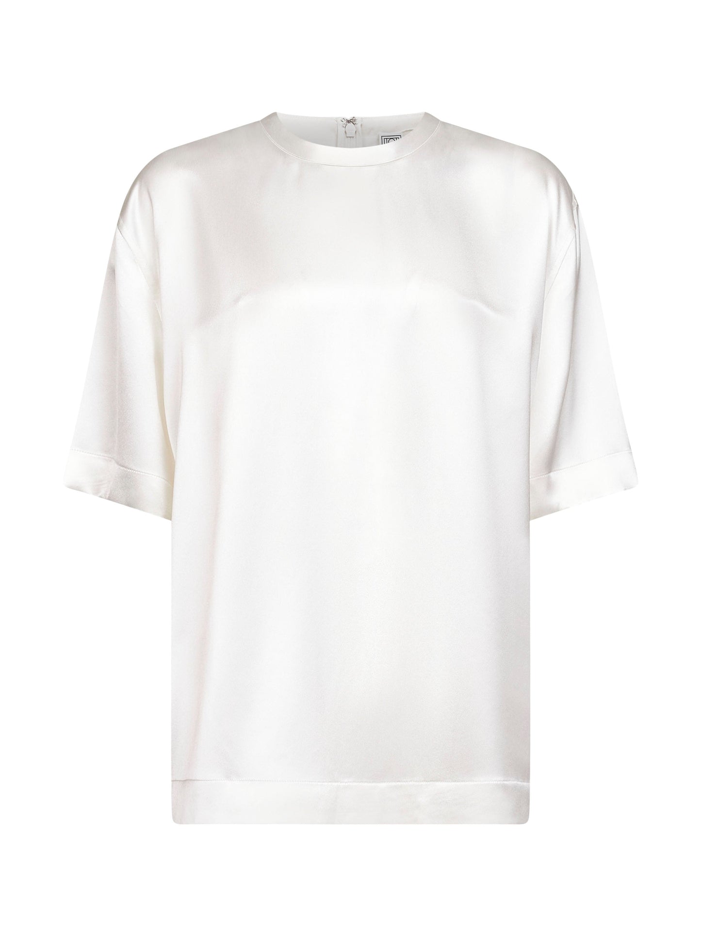 Toteme Women White Viscose Satin Crewneck T-Shirt TOTEME