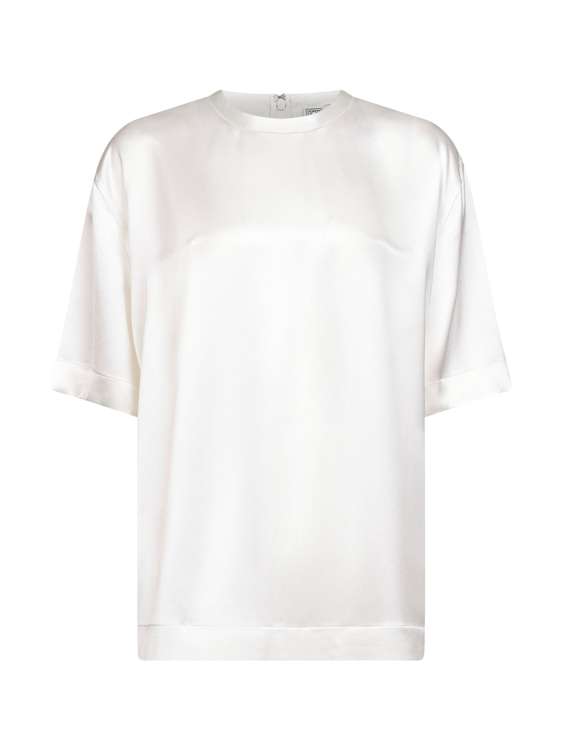 Toteme Women White Viscose Satin Crewneck T-Shirt TOTEME