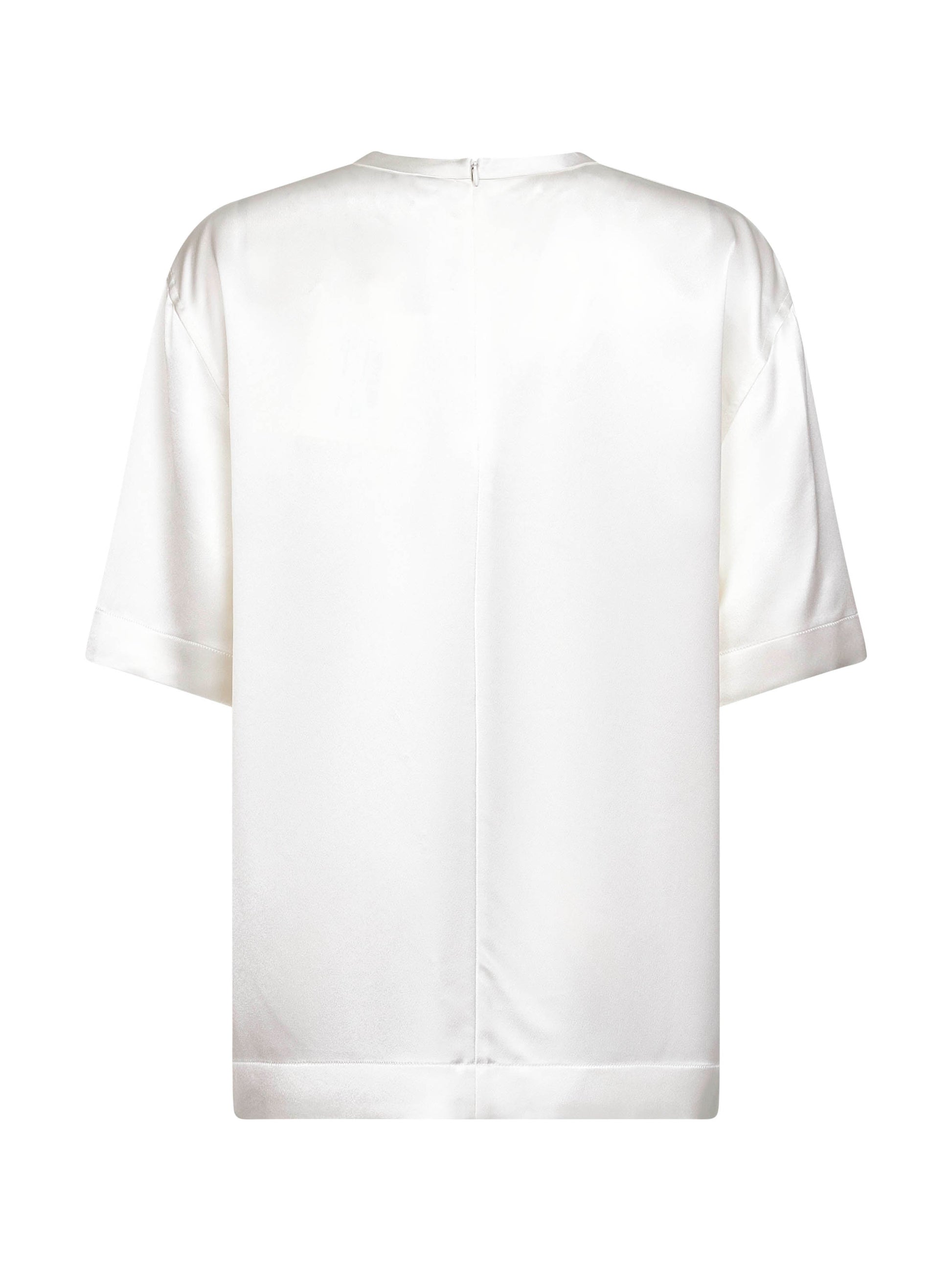 Toteme Women White Viscose Satin Crewneck T-Shirt TOTEME