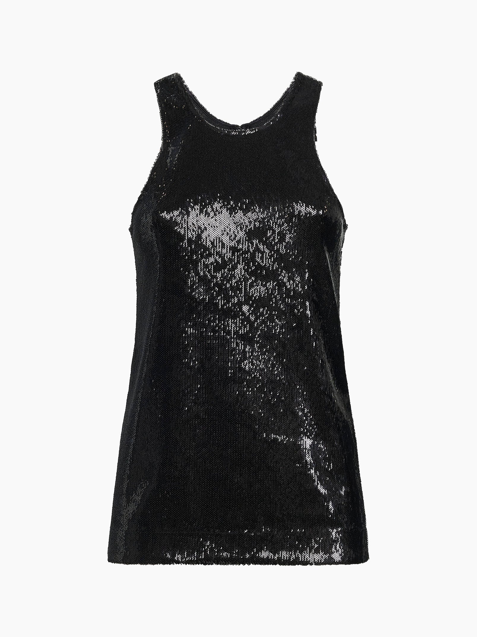 Toteme Women Black Sequin Curved Tank Top TOTEME