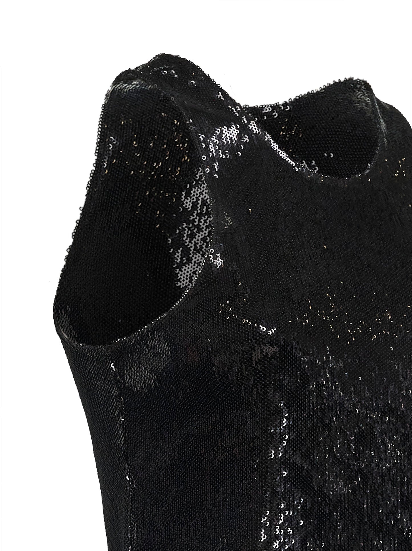 Toteme Women Black Sequin Curved Tank Top TOTEME