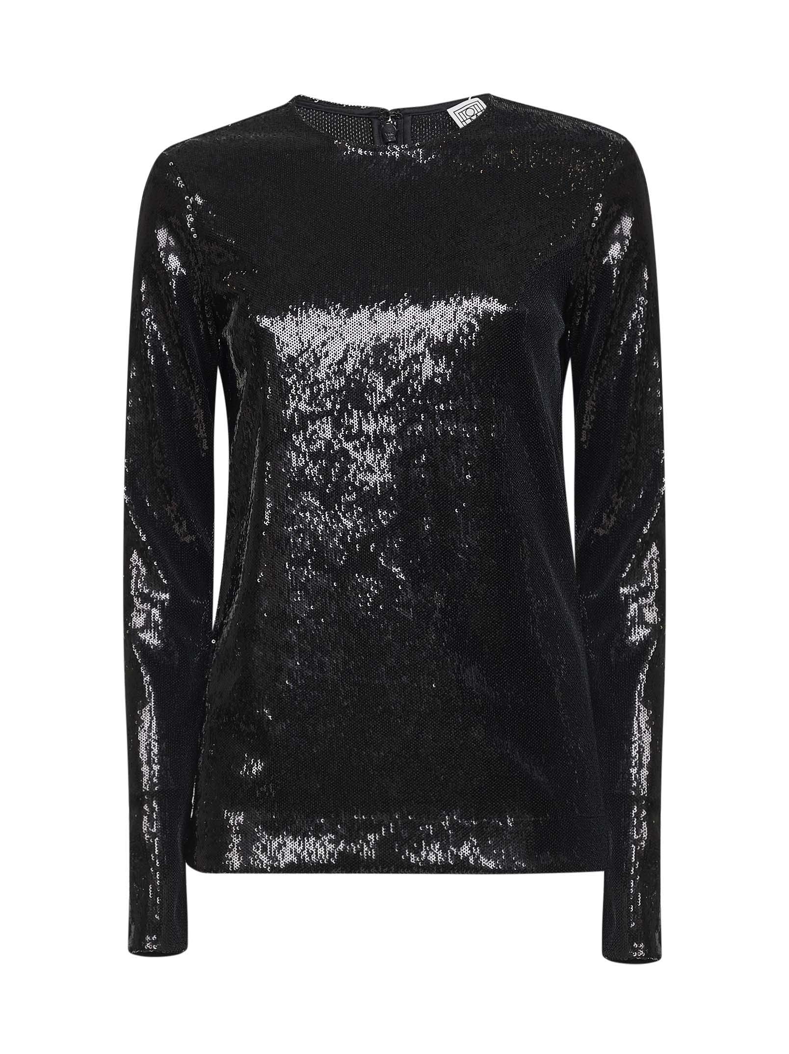 Toteme Women Black Sequin Long-Sleeved Top TOTEME
