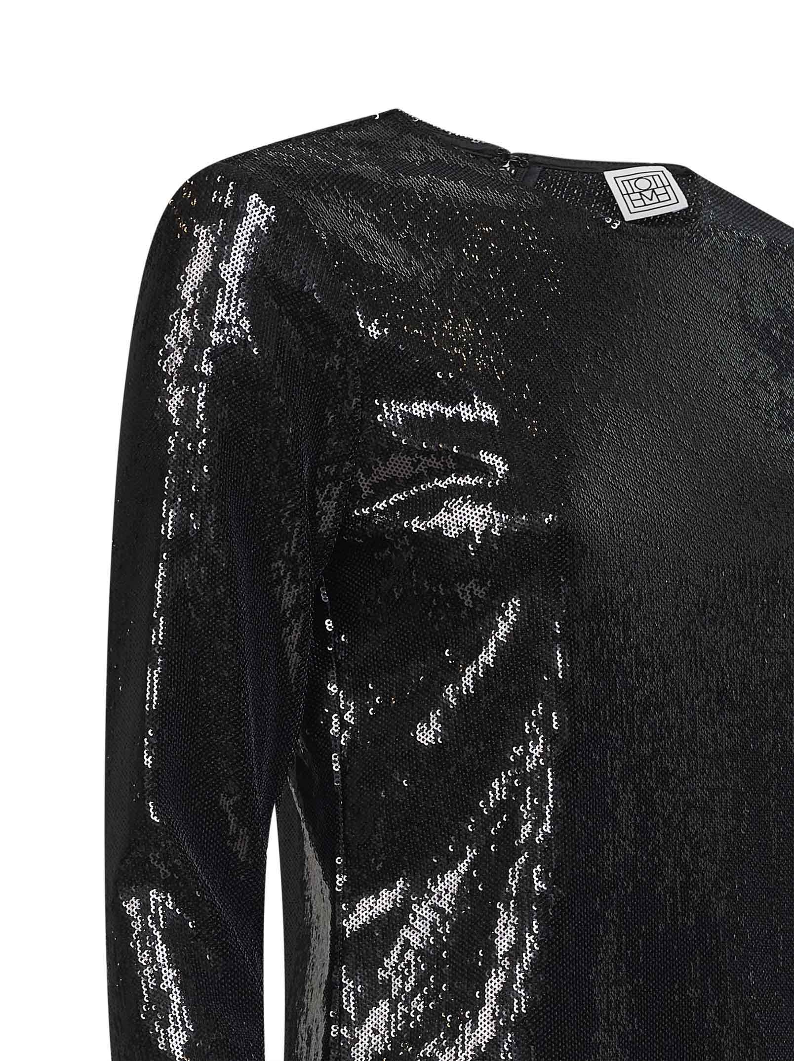 Toteme Women Black Sequin Long-Sleeved Top TOTEME