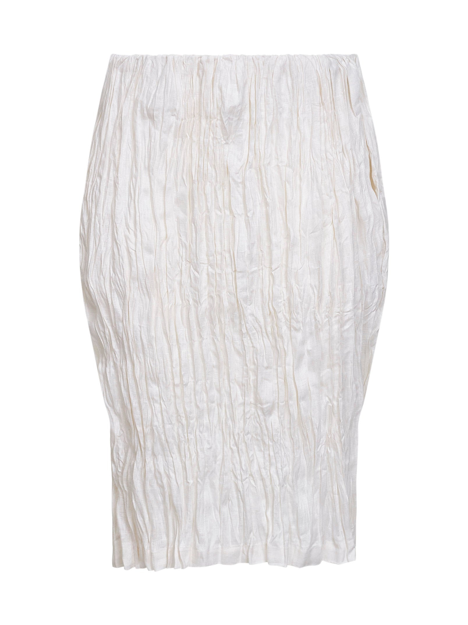 Toteme Women White Crinkled Linen Pencil Skirt TOTEME