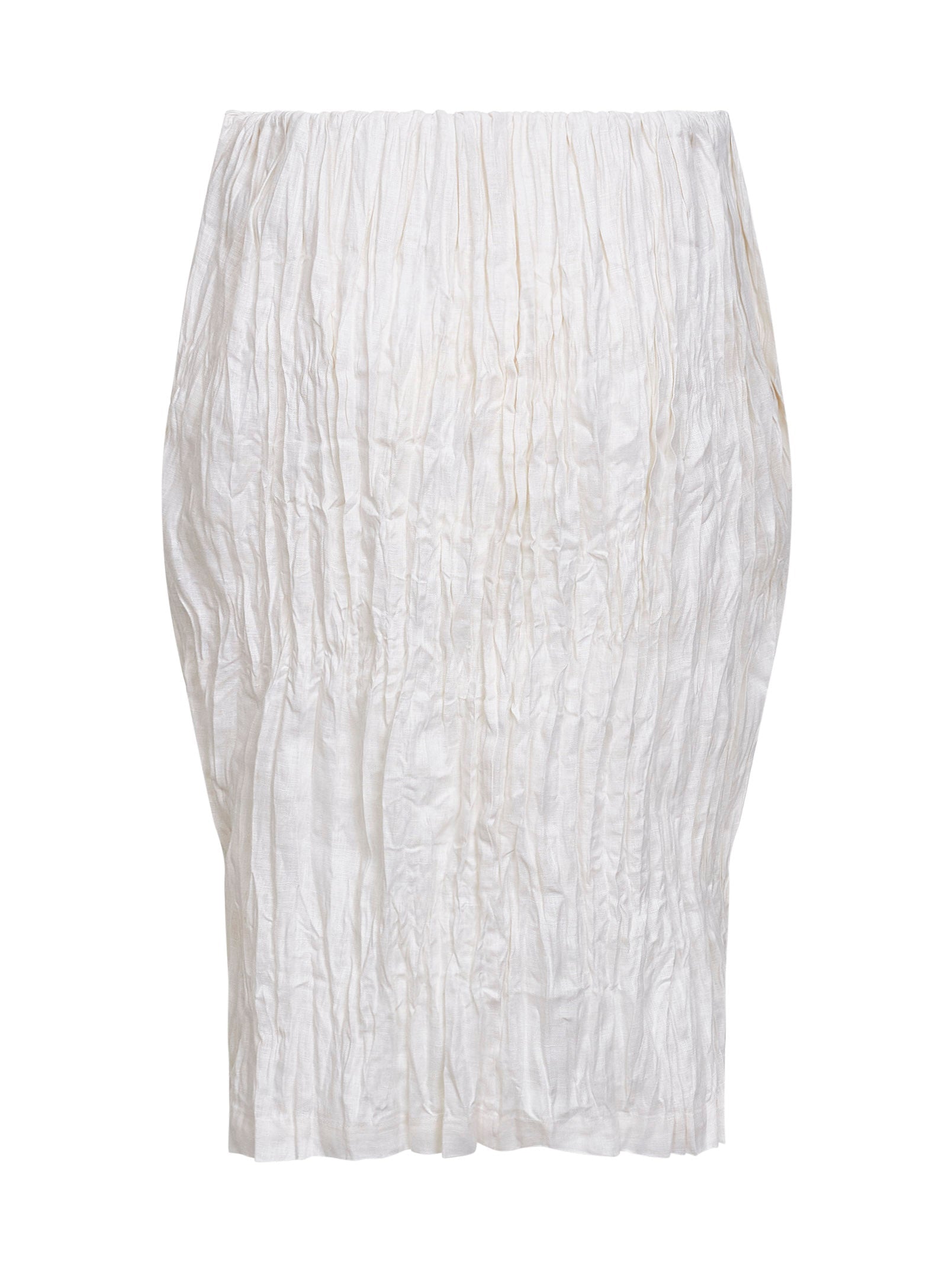Toteme Women White Crinkled Linen Pencil Skirt TOTEME