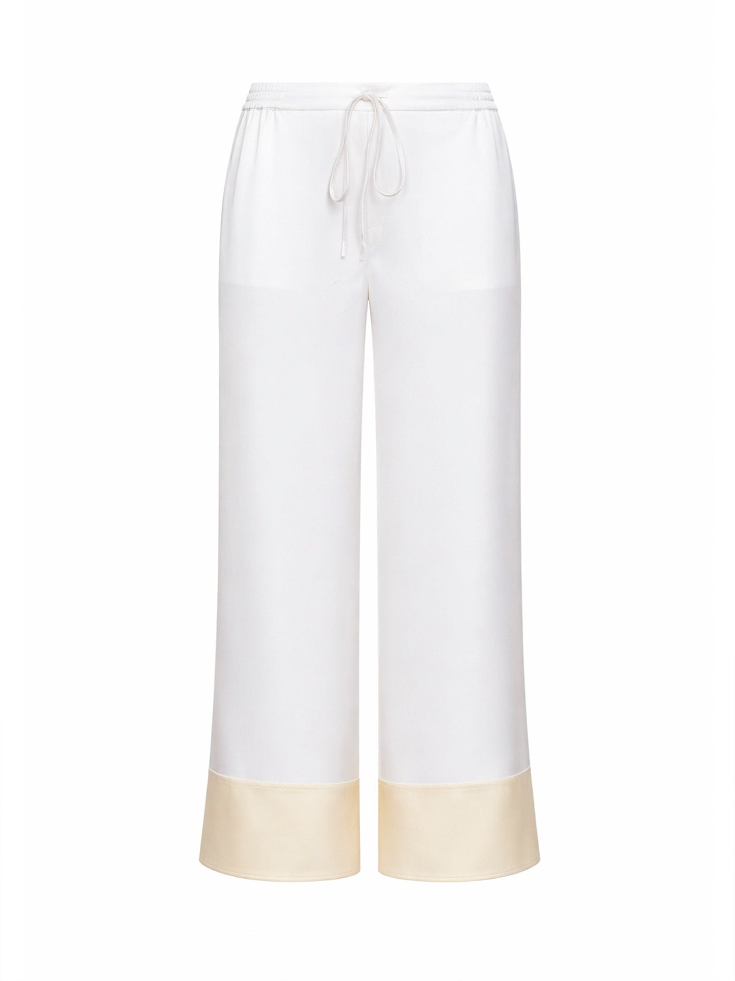 Toteme Women White Satin Drawstring Pajama-Style Trousers TOTEME