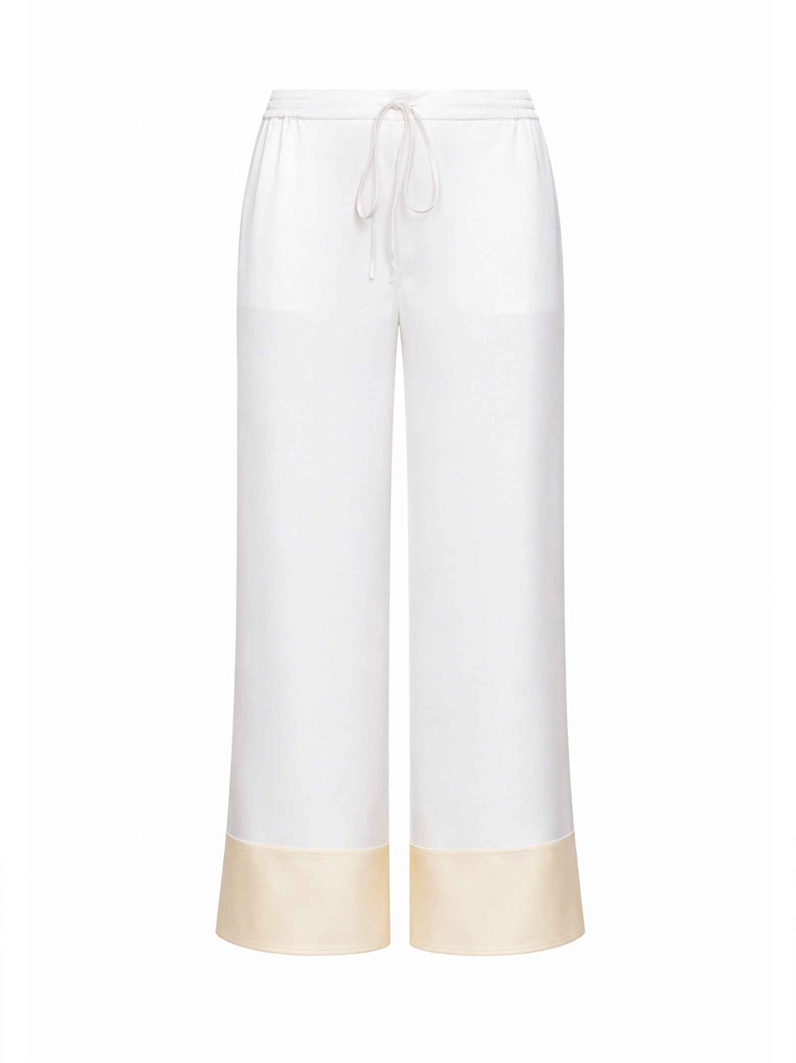 Toteme Women White Satin Drawstring Pajama-Style Trousers TOTEME