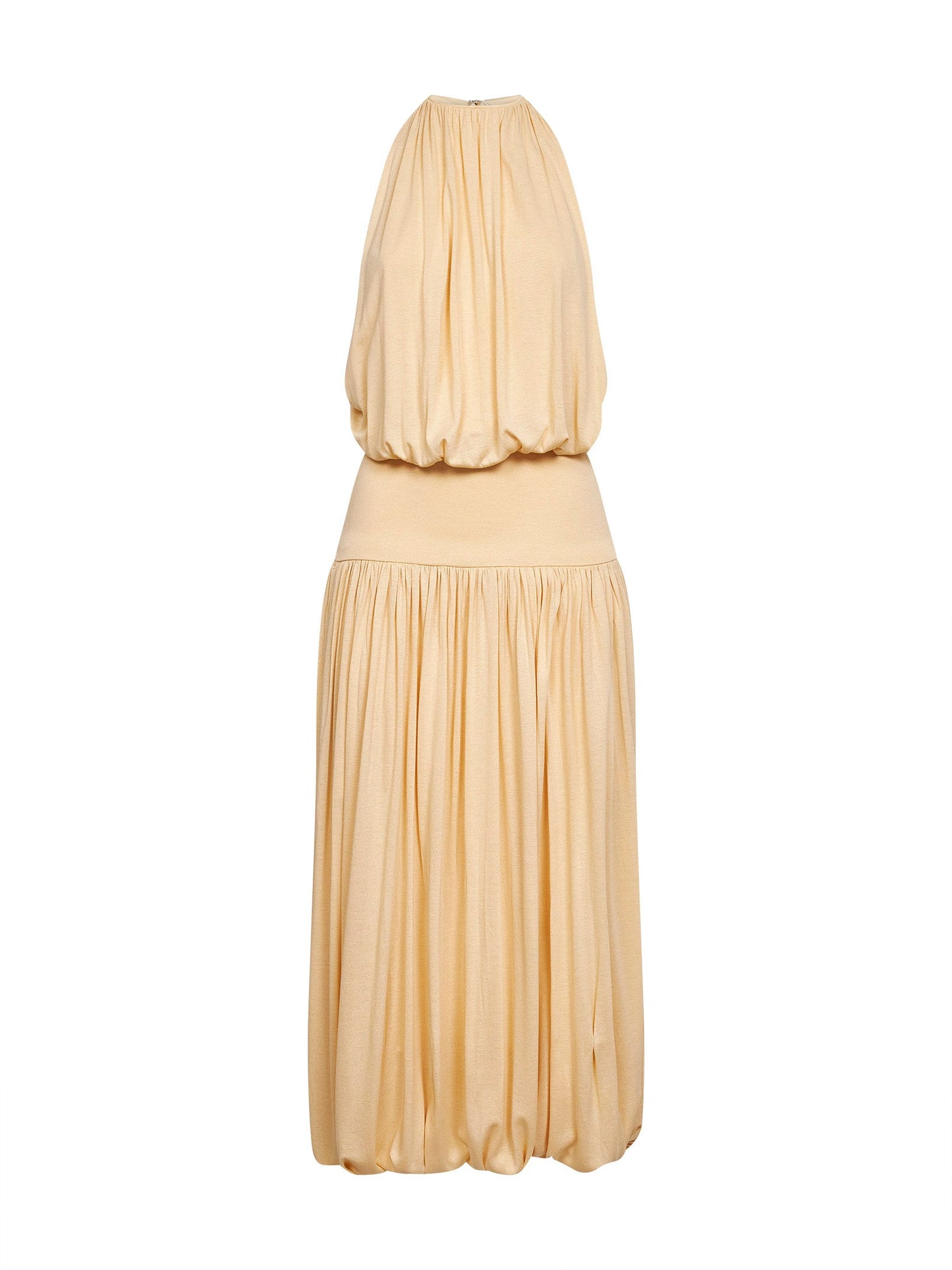 Toteme Women Champagne Fluid Viscose Gathered Midi Dress<Br/> TOTEME