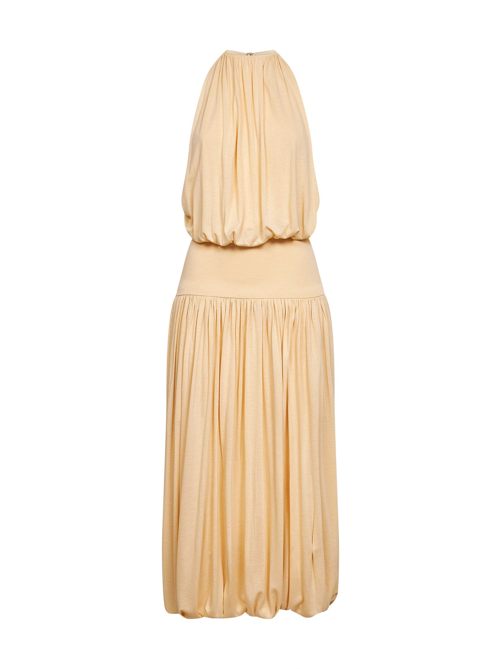 Toteme Women Champagne Fluid Viscose Gathered Midi Dress<Br/> TOTEME