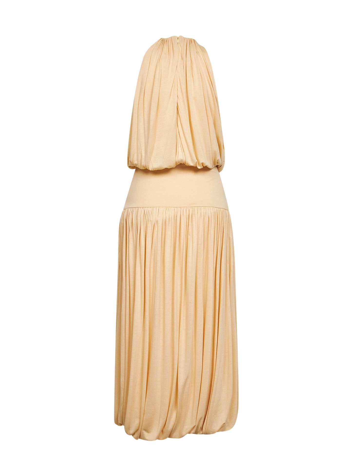Toteme Women Champagne Fluid Viscose Gathered Midi Dress<Br/> TOTEME