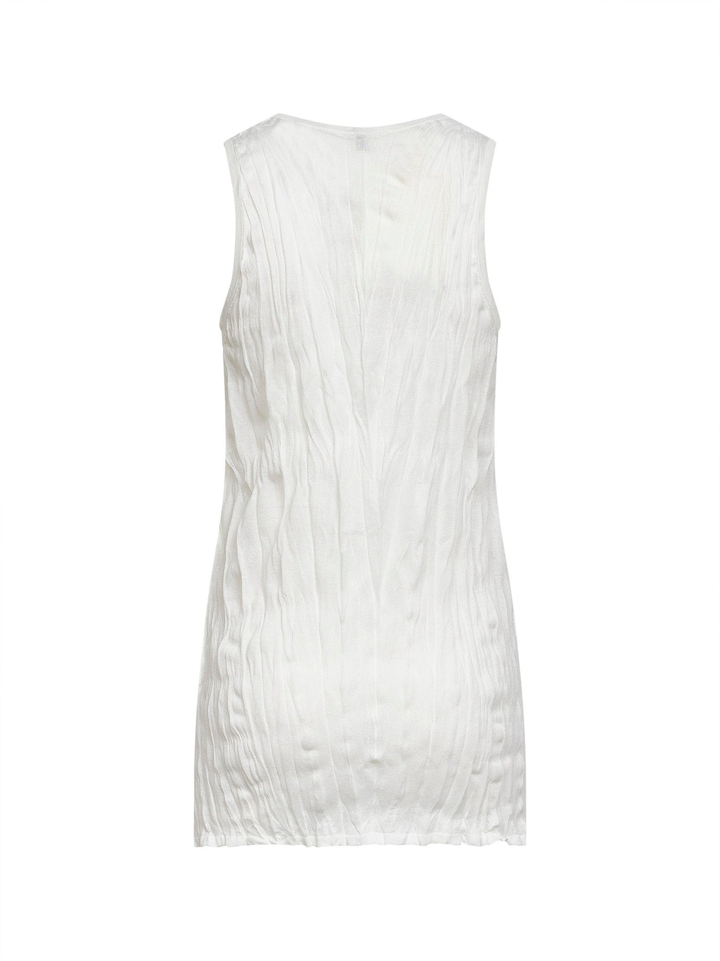 Toteme Women White Crinkled Viscose Blend Knit Tank Top TOTEME