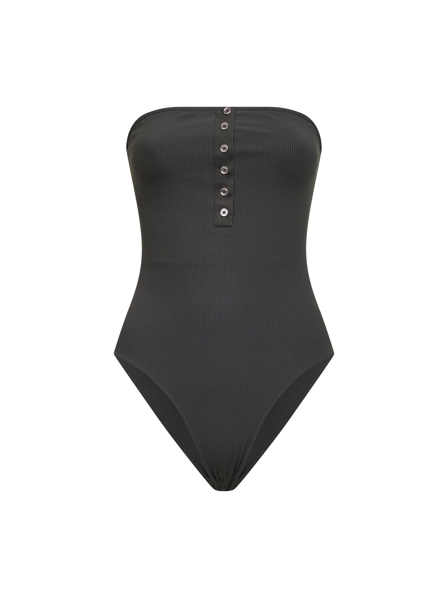 Toteme Women Dark Green Ribbed Stretch Jersey Strapless One-Piece Swimsuit TOTEME