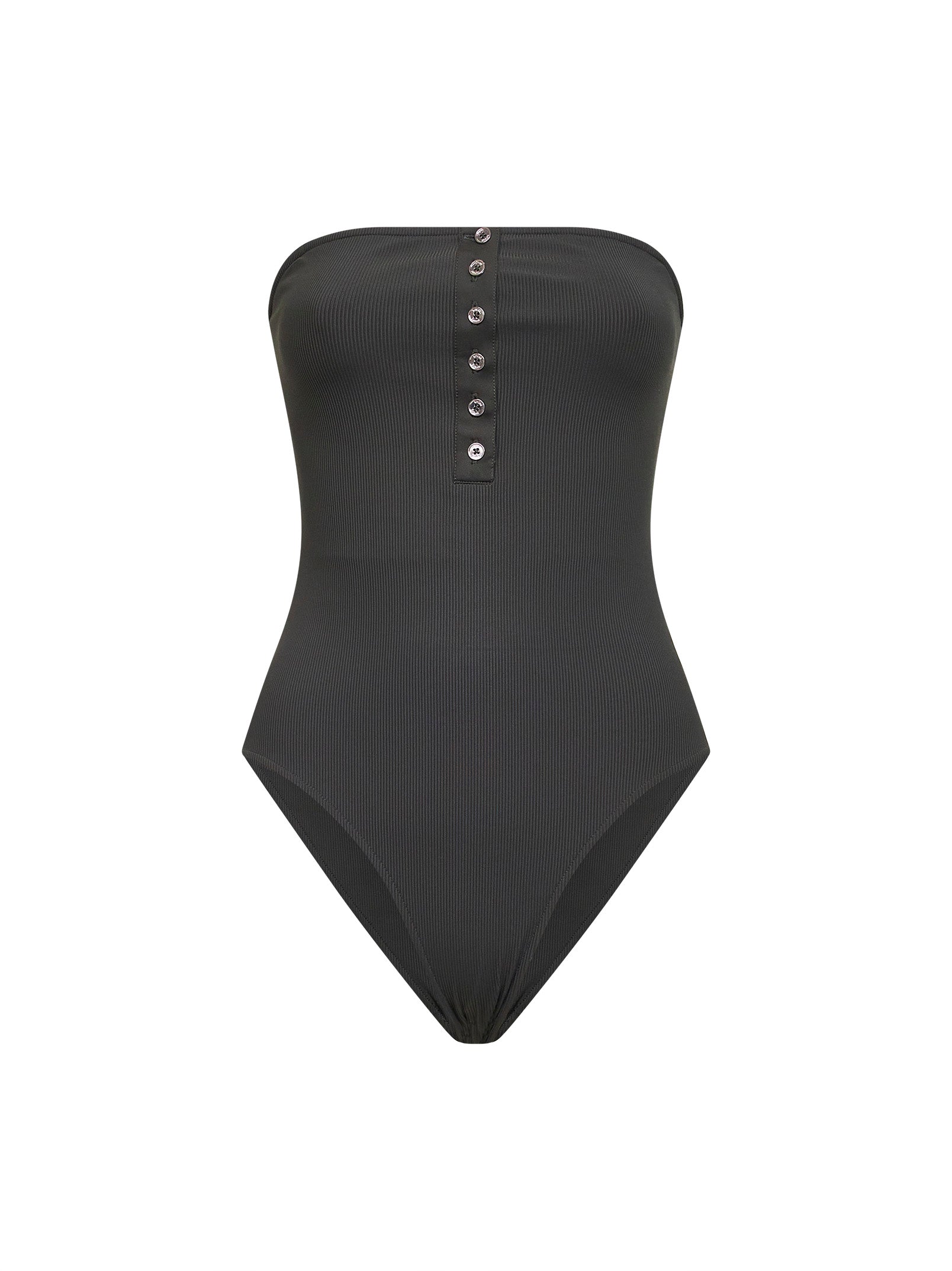 Toteme Women Dark Green Ribbed Stretch Jersey Strapless One-Piece Swimsuit TOTEME