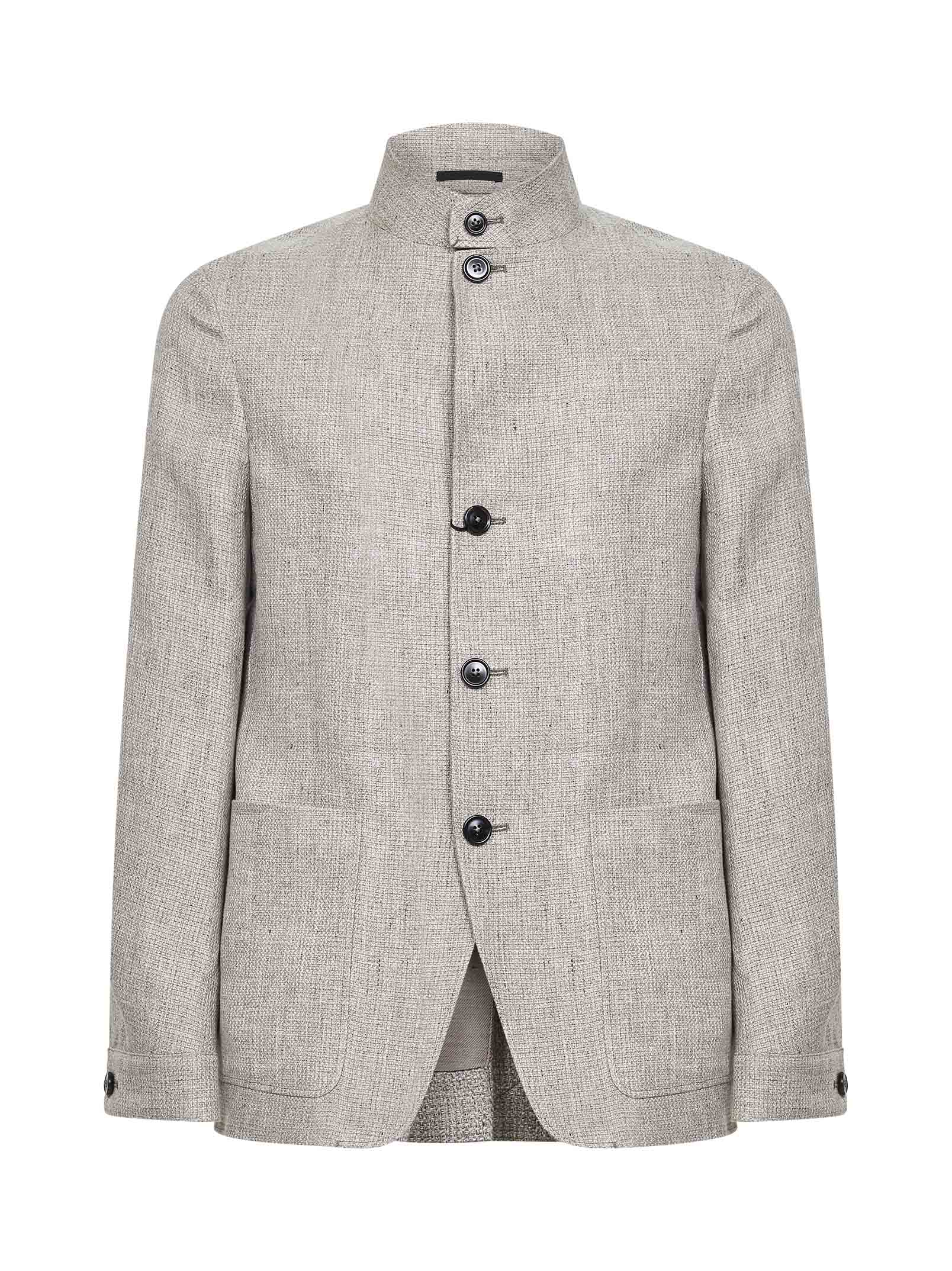 Zegna Men Medium Brown Il Conte Oasi Linen Jacket ZEGNA