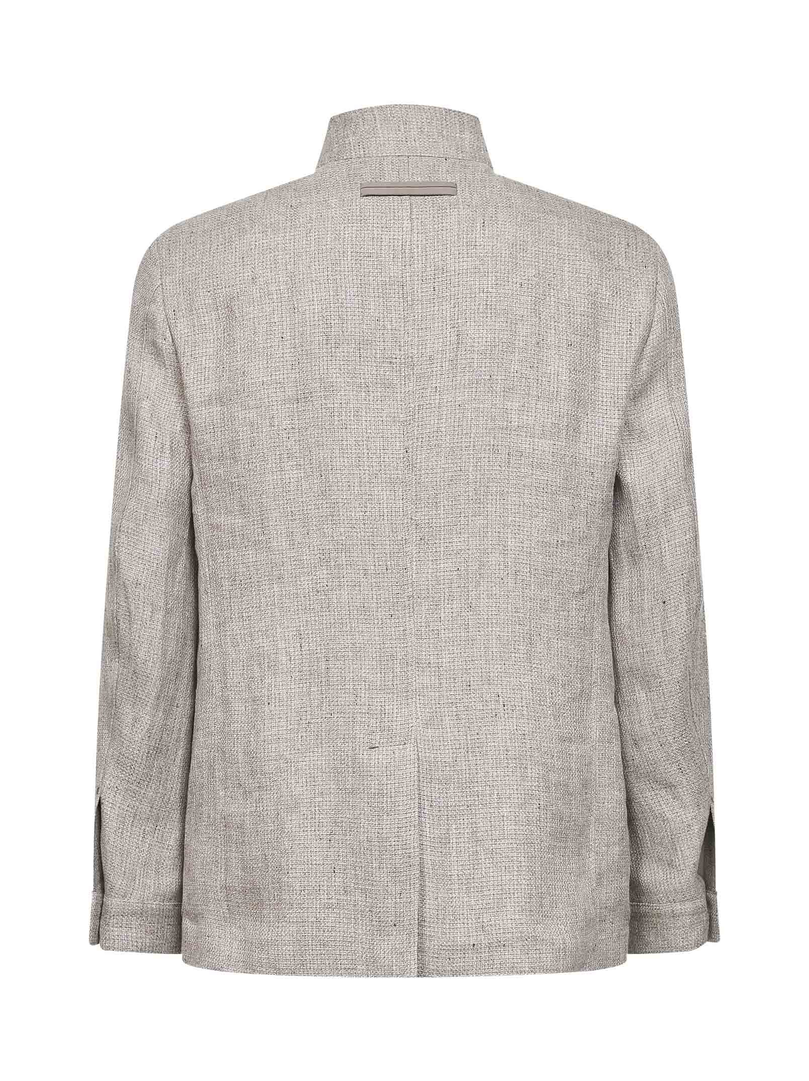 Zegna Men Medium Brown Il Conte Oasi Linen Jacket ZEGNA