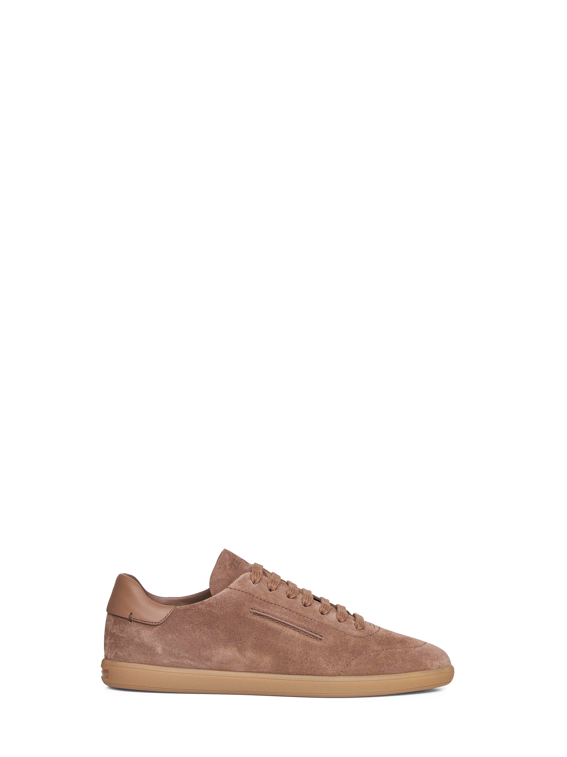 Zegna Men Dark Beige Suede 232 Low-Top Sneakers ZEGNA