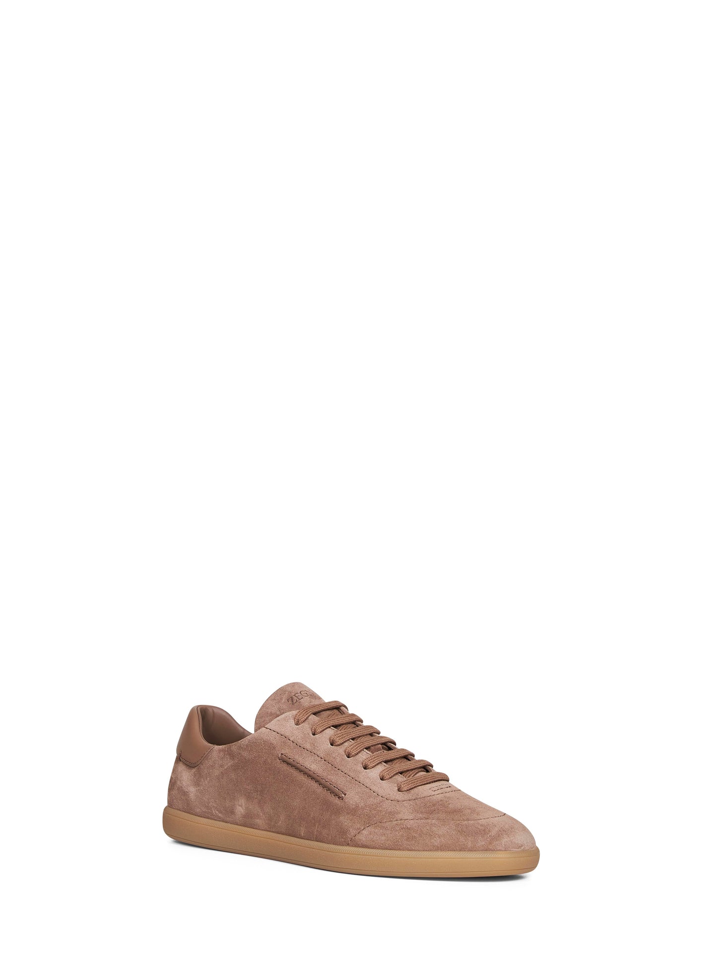 Zegna Men Dark Beige Suede 232 Low-Top Sneakers ZEGNA