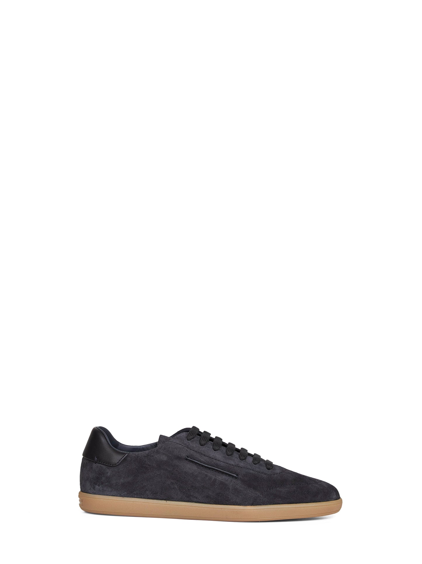 Zegna Men Dark Blue Suede 232 Low-Top Sneakers ZEGNA