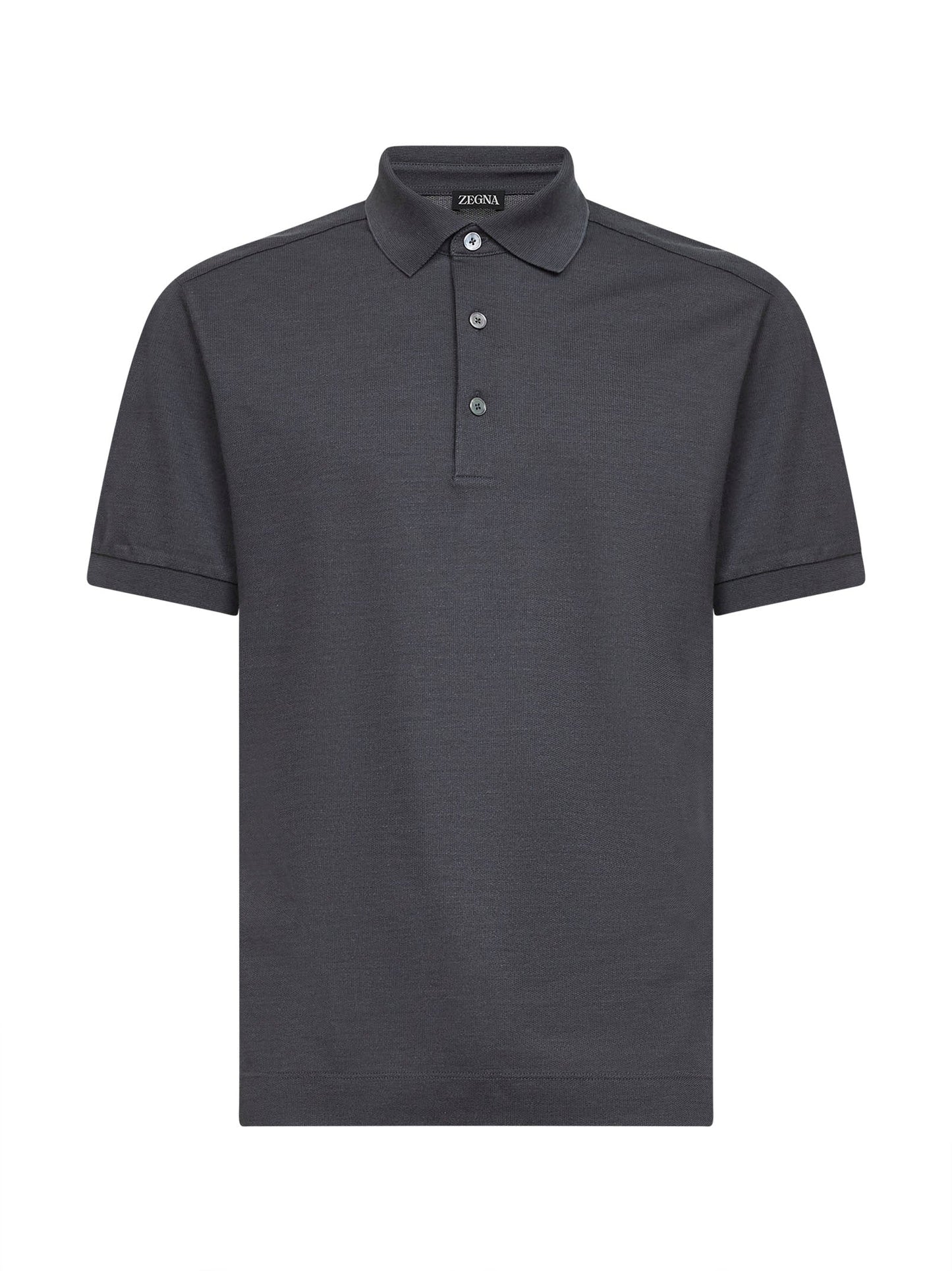 Zegna Men Grey Cotton And Silk Pique Polo Shirt ZEGNA