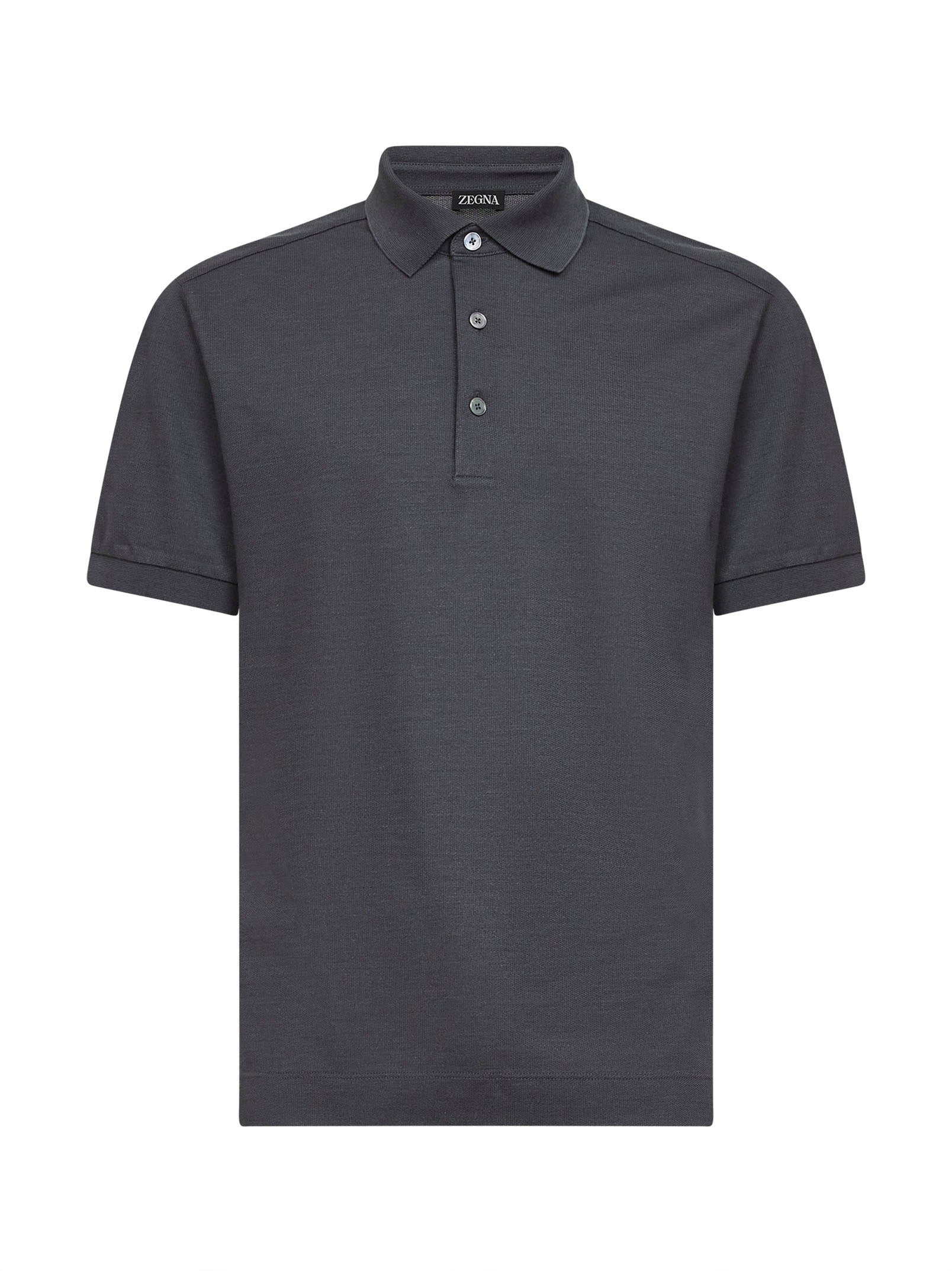 Zegna Men Grey Cotton And Silk Pique Polo Shirt ZEGNA