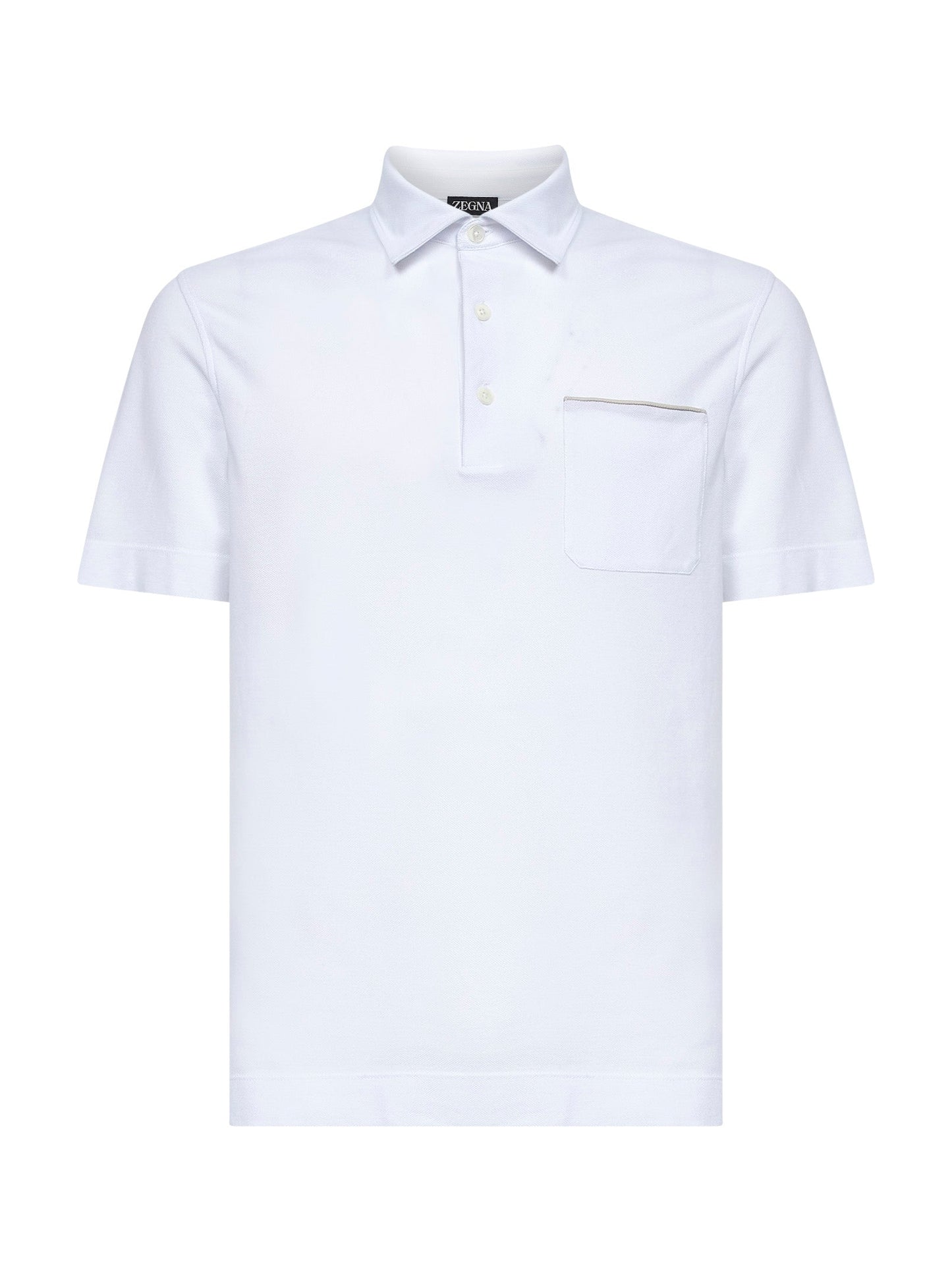 Zegna Men White Cotton Pique Polo Shirt With Chest Pocket ZEGNA