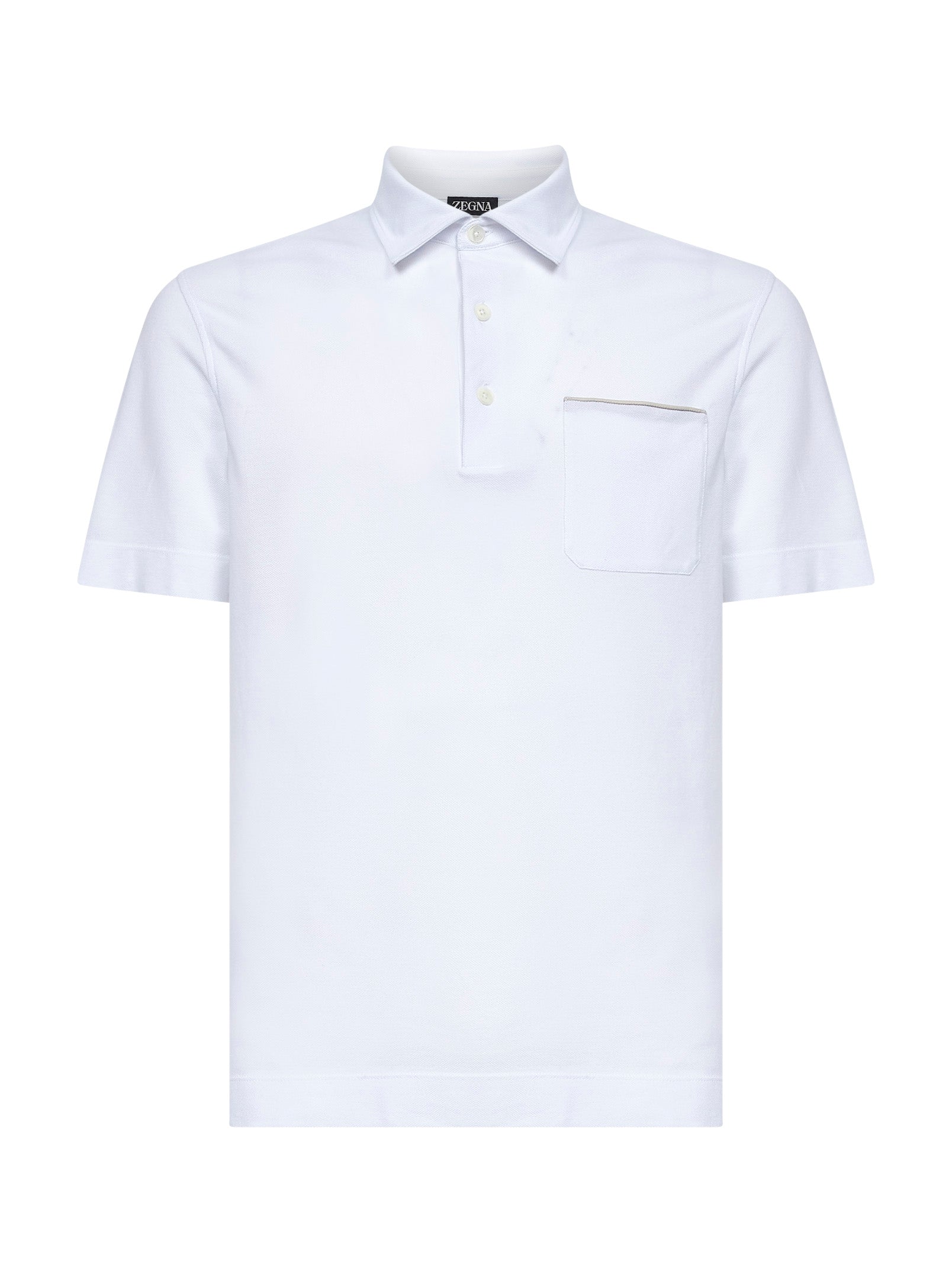 Zegna Men White Cotton Pique Polo Shirt With Chest Pocket ZEGNA