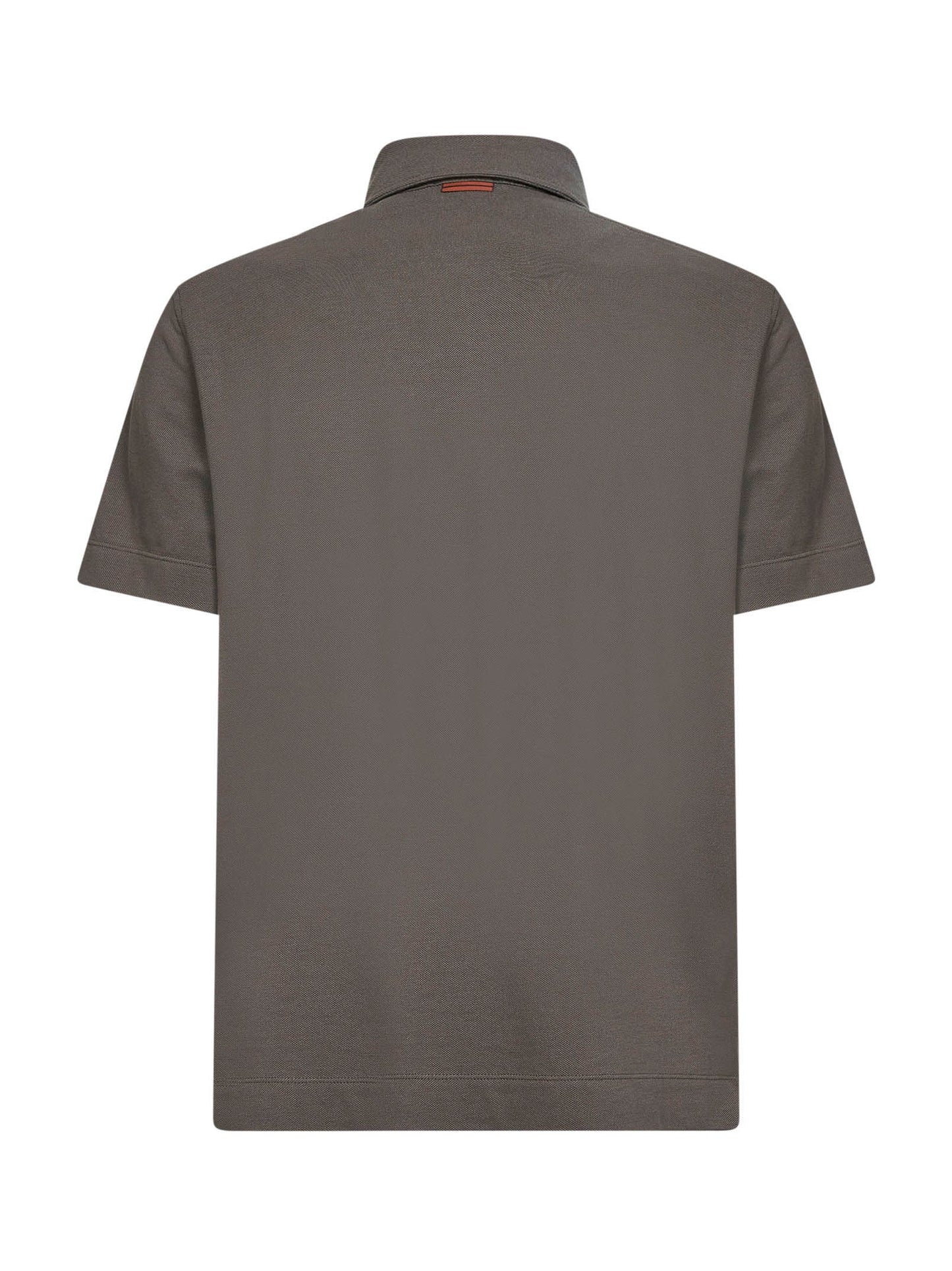 Zegna Men Dark Beige Cotton Pique Polo Shirt With Chest Pocket ZEGNA