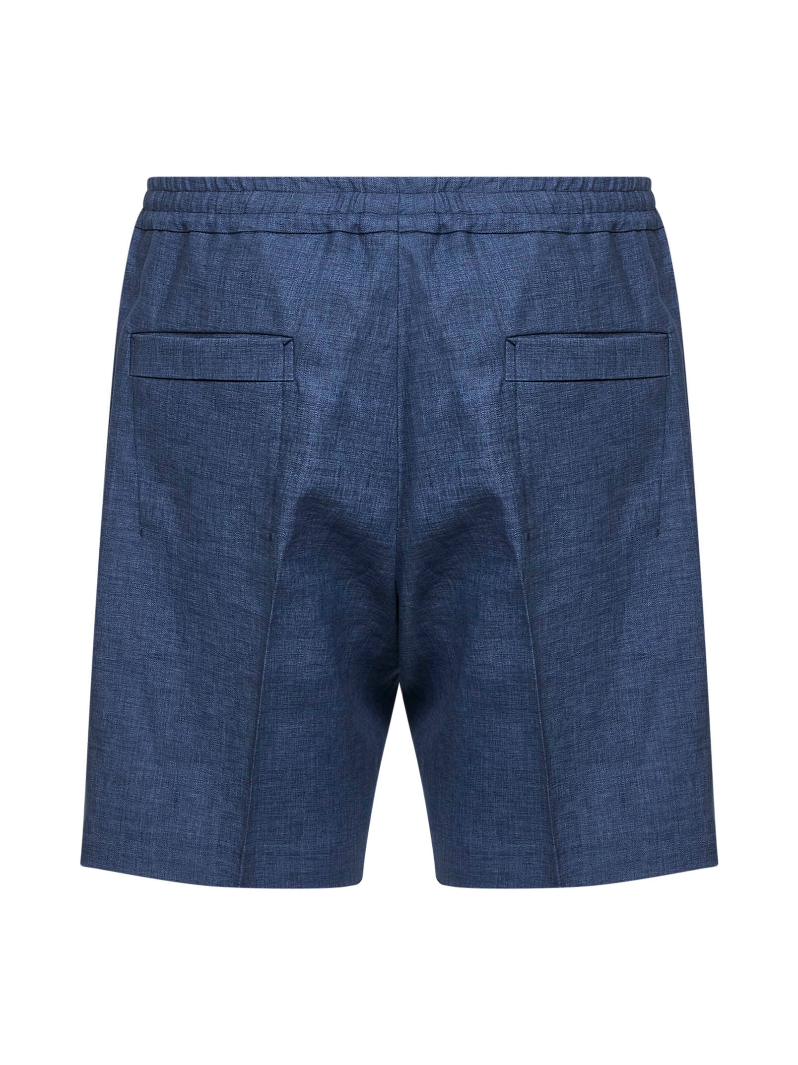 Zegna Men Navy Blue Oasi Lino Shorts ZEGNA