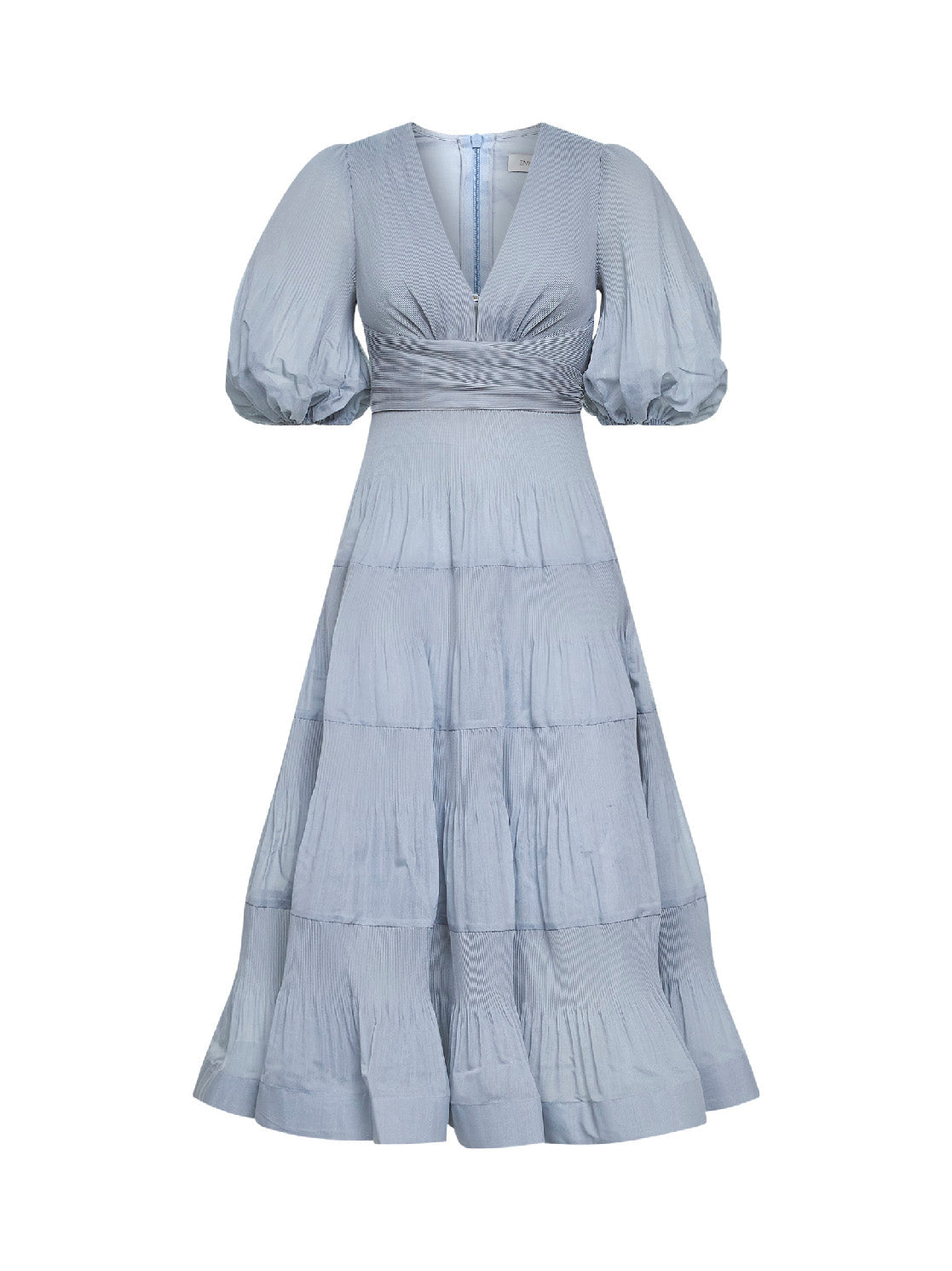 Zimmermann Women Steel Blue Pleated Midi Dress ZIMMERMANN