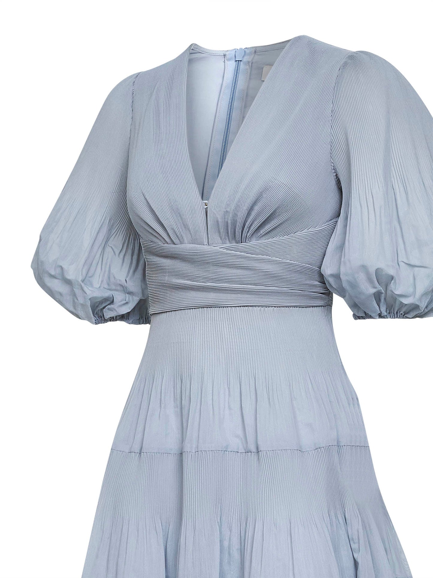 Zimmermann Women Steel Blue Pleated Midi Dress ZIMMERMANN