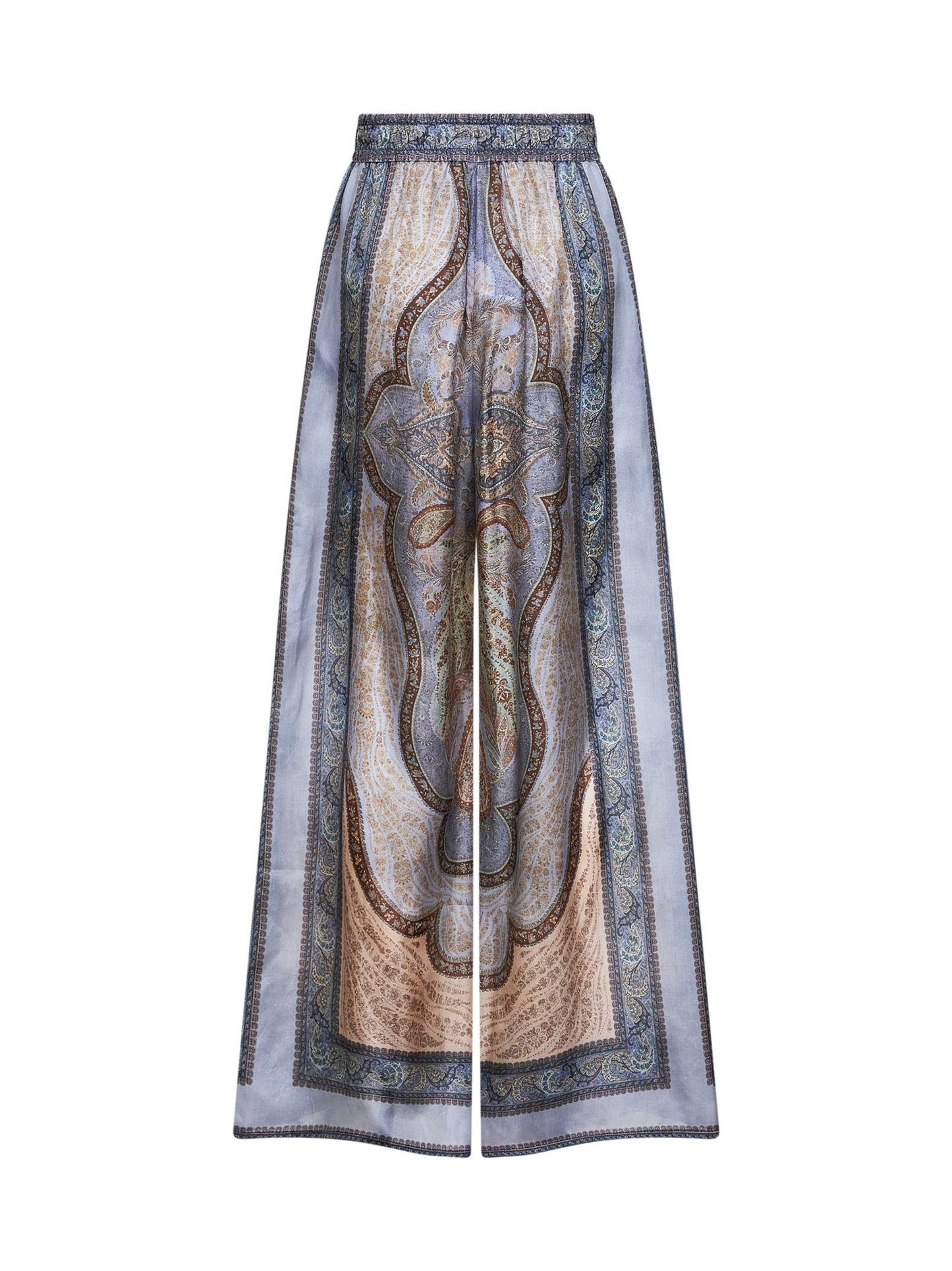 Zimmermann Women Tapestry-Print Blue Silk Habotai Wanderlust Trousers ZIMMERMANN
