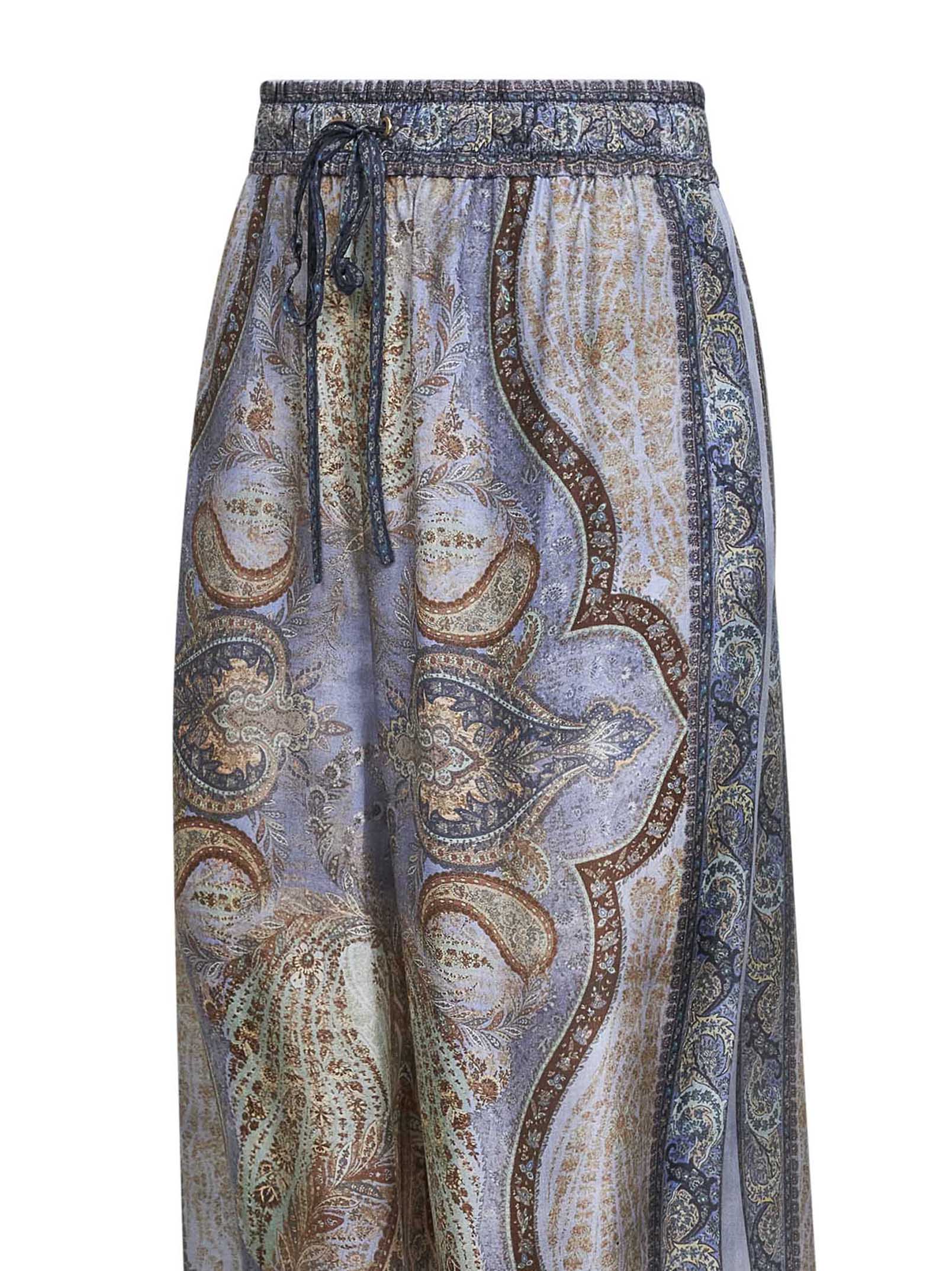 Zimmermann Women Tapestry-Print Blue Silk Habotai Wanderlust Trousers ZIMMERMANN
