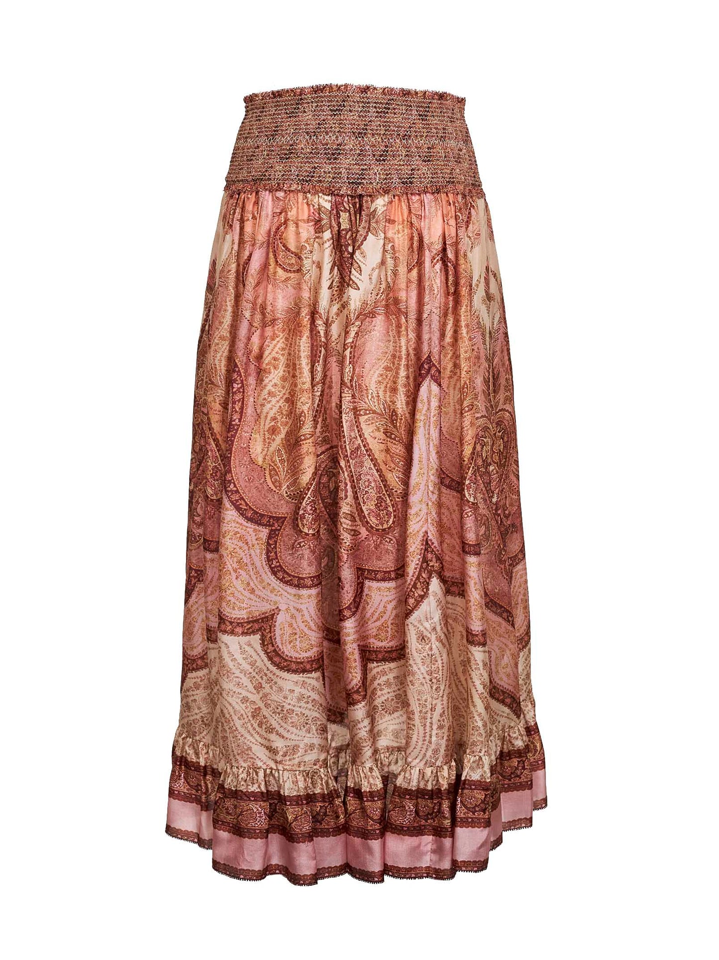 Zimmermann Women Tapestry-Print Burgundy Silk Habotai Wanderlust Maxi Skirt ZIMMERMANN
