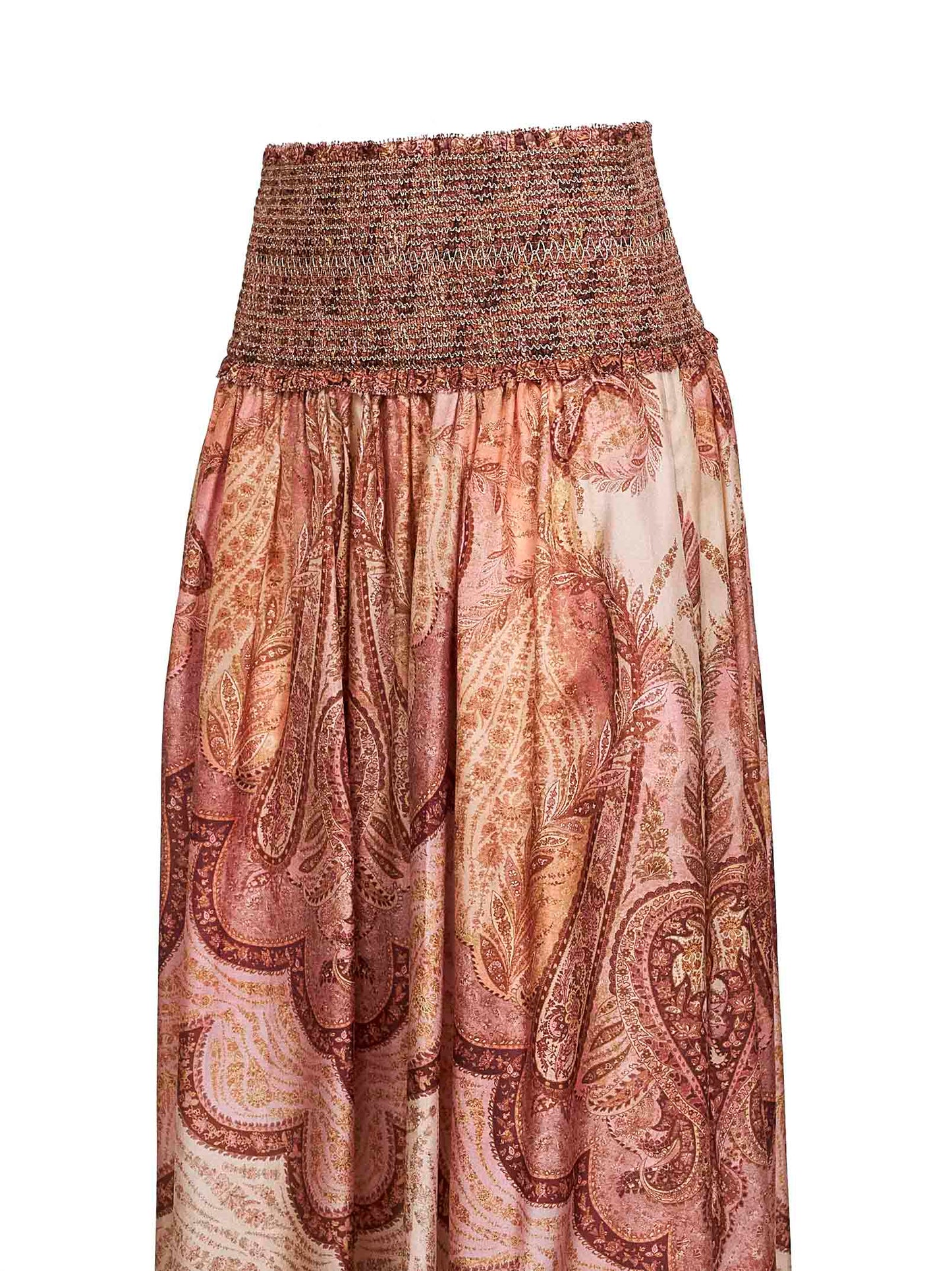 Zimmermann Women Tapestry-Print Burgundy Silk Habotai Wanderlust Maxi Skirt ZIMMERMANN