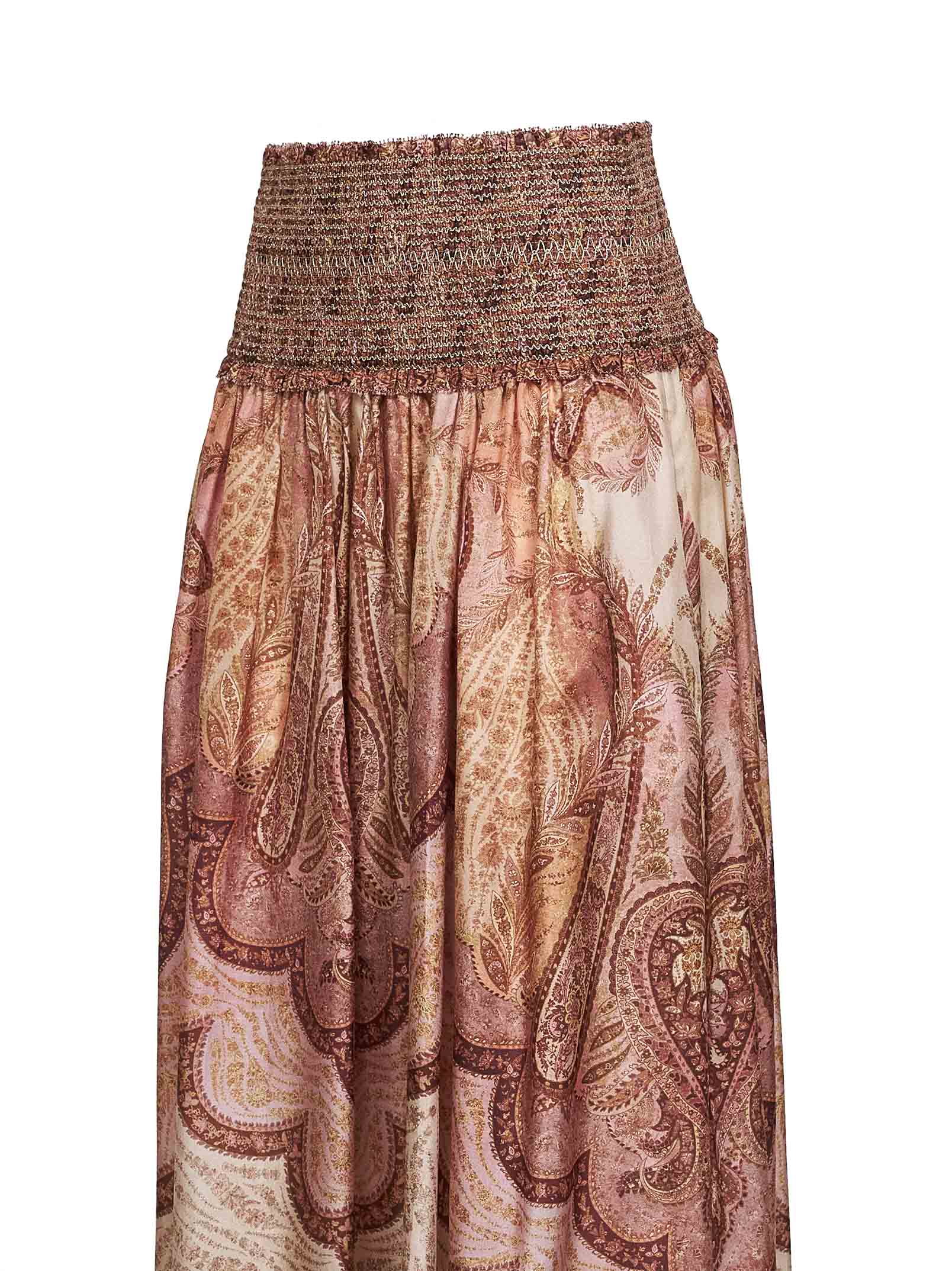 Zimmermann Women Tapestry-Print Burgundy Silk Habotai Wanderlust Maxi Skirt ZIMMERMANN