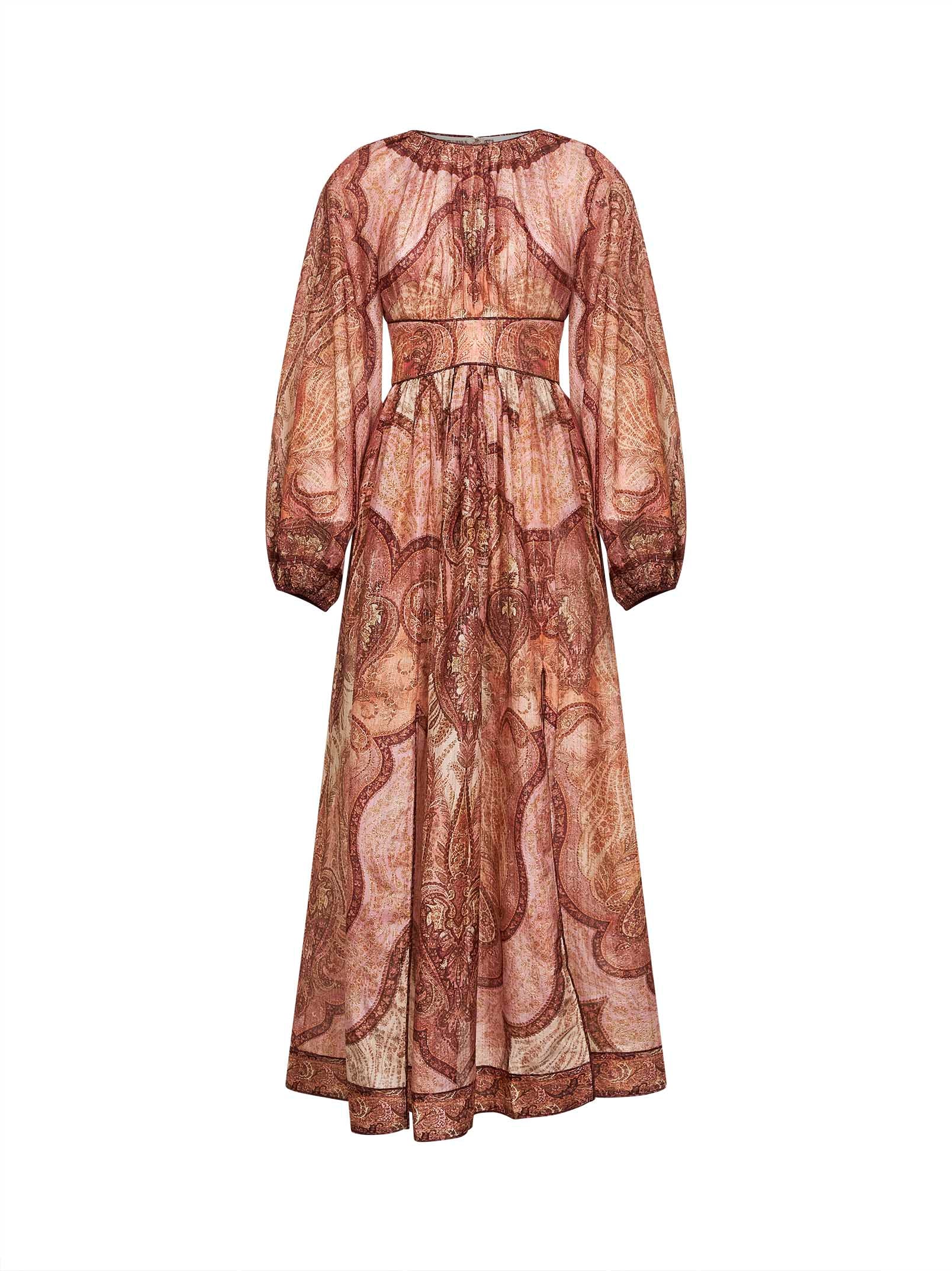 Zimmermann Women Tapestry-Print Burgundy Cotton Blend Wanderlust Maxi Dress ZIMMERMANN