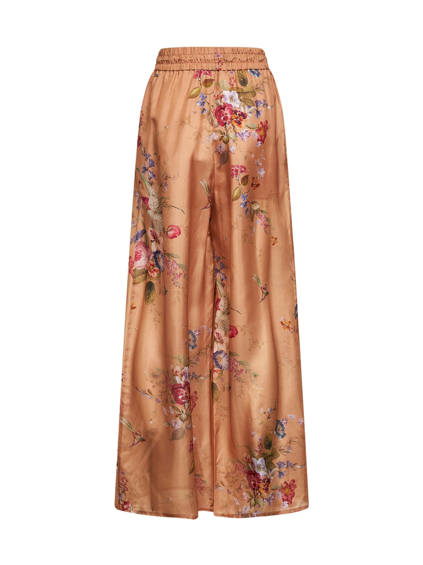 Zimmermann Women Floral-Print Beige Silk Habotai Patience Trousers ZIMMERMANN