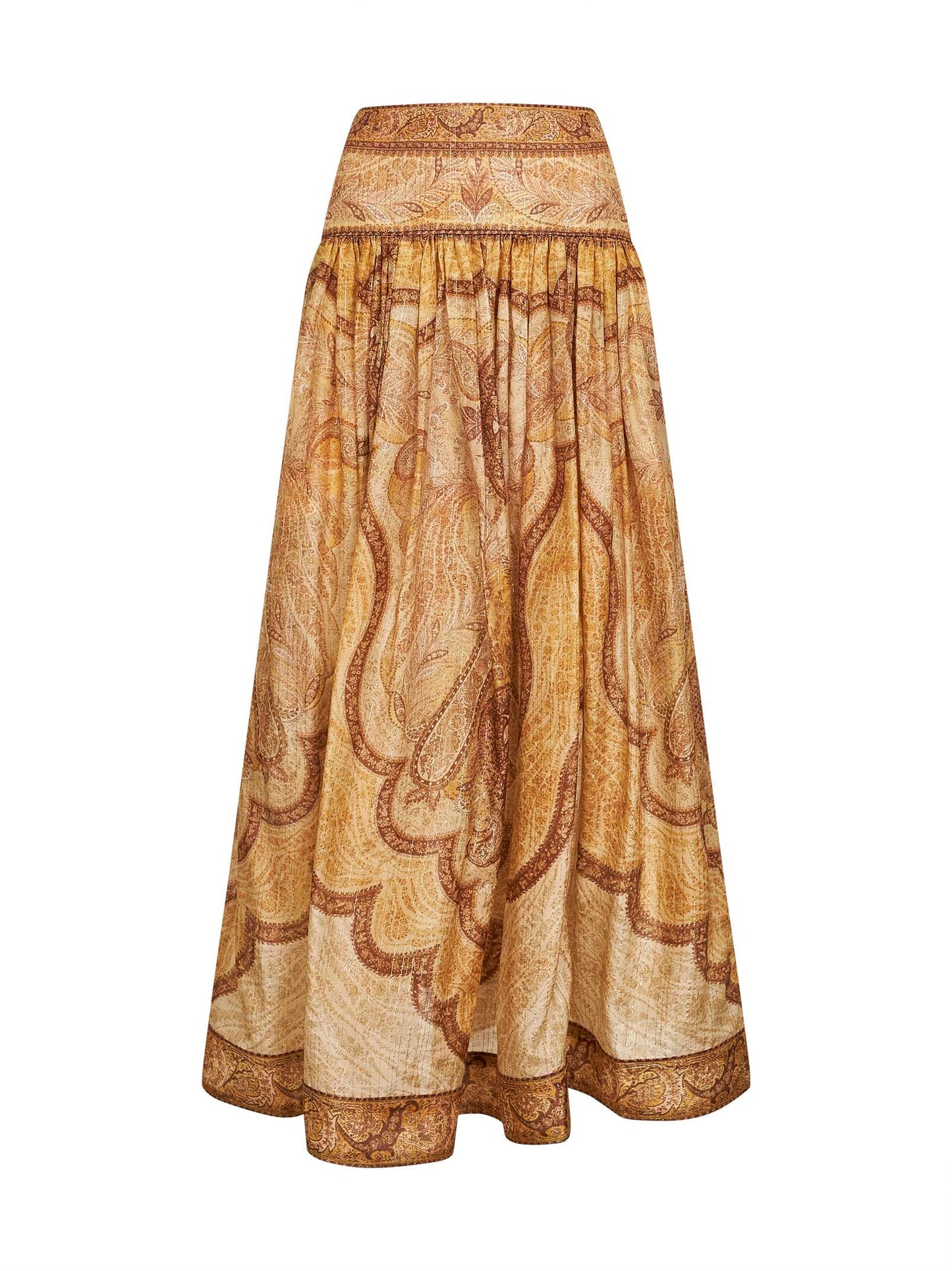 Zimmermann Women Tapestry-Print Mustard Cotton-Slik Blend Wanderlust Maxi Skirt ZIMMERMANN