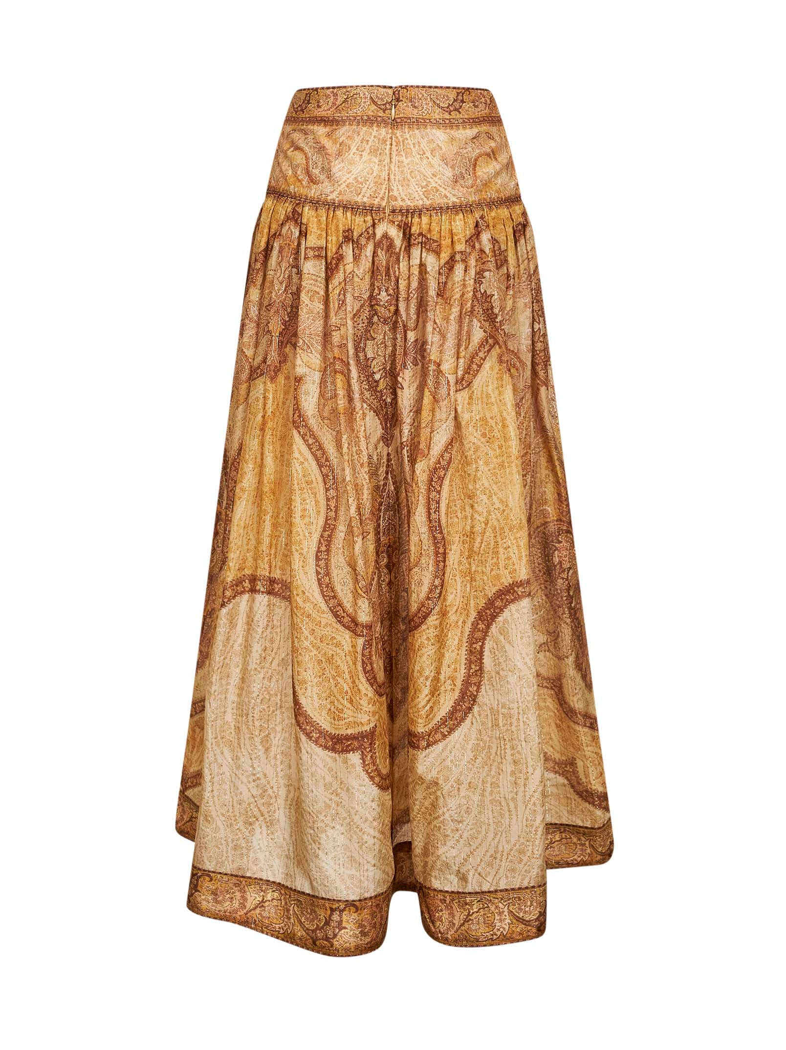 Zimmermann Women Tapestry-Print Mustard Cotton-Slik Blend Wanderlust Maxi Skirt ZIMMERMANN