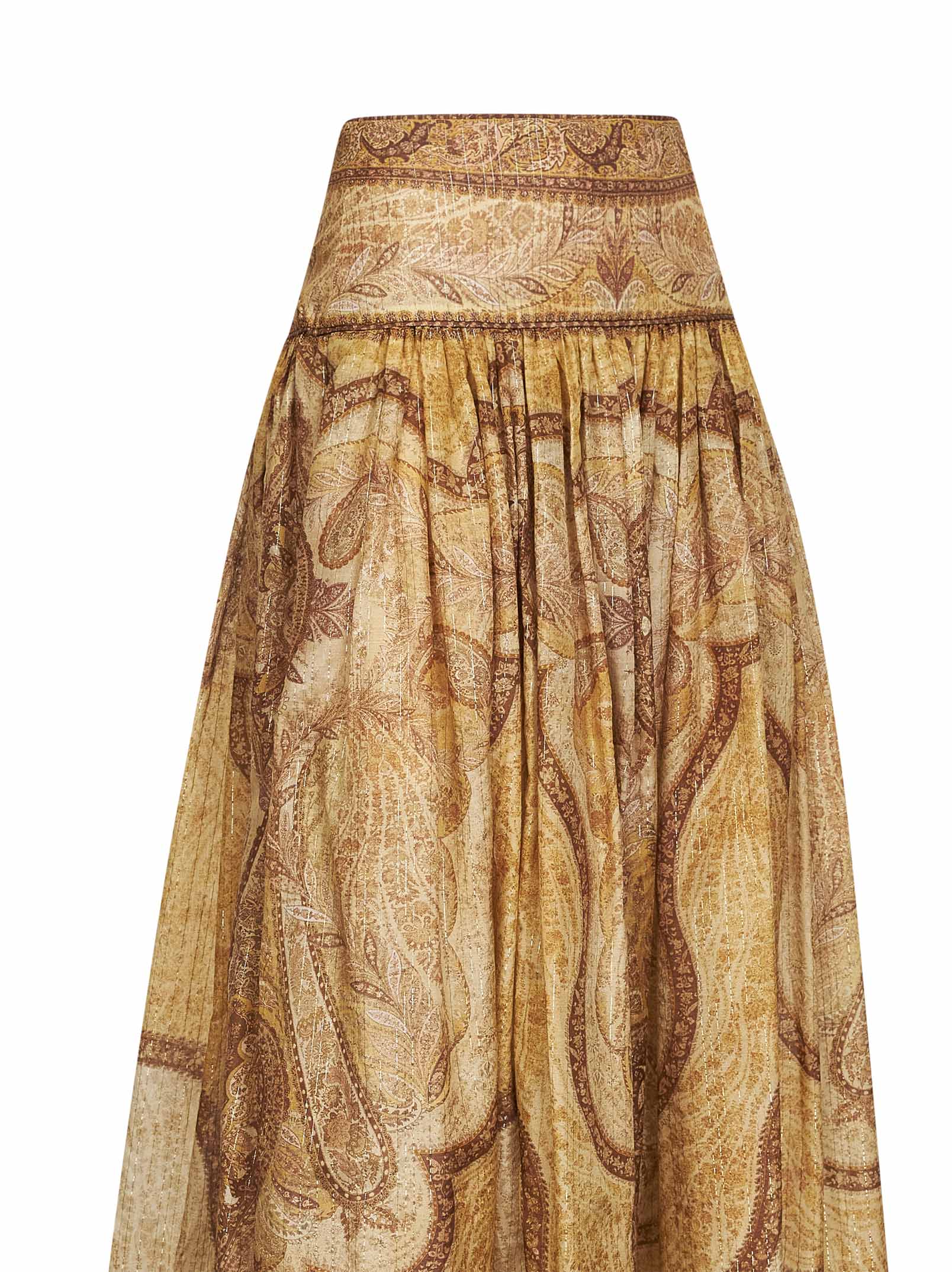 Zimmermann Women Tapestry-Print Mustard Cotton-Slik Blend Wanderlust Maxi Skirt ZIMMERMANN