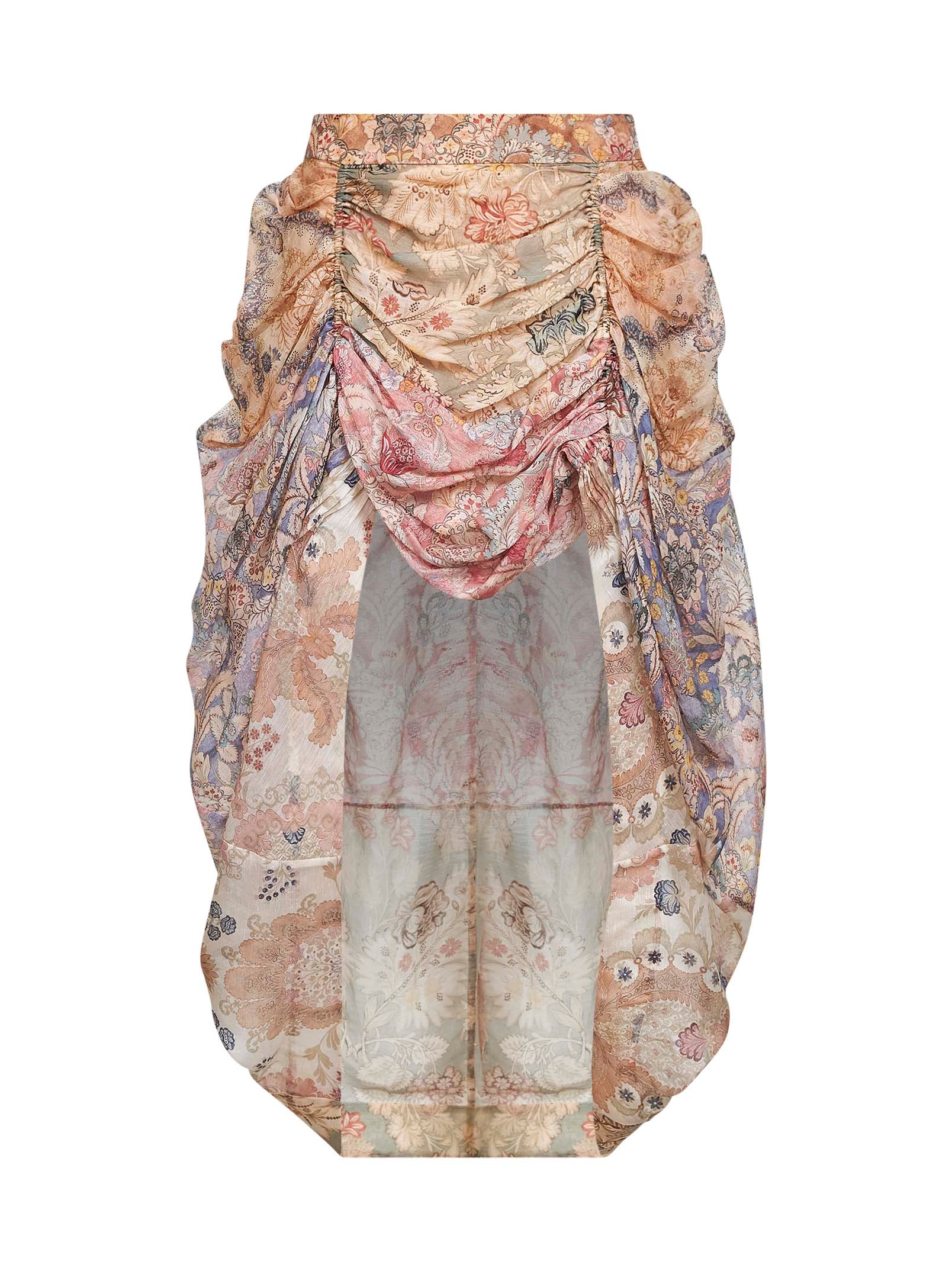 Zimmermann Women Spliced Floral Silk-Linen Blend Rebellion Midi Skirt ZIMMERMANN