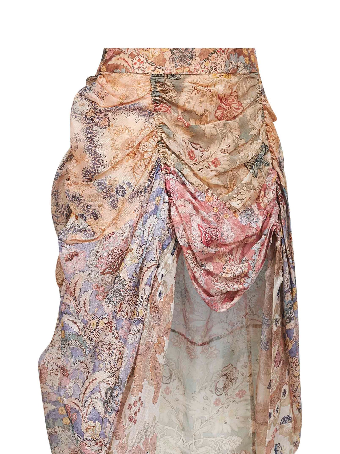 Zimmermann Women Spliced Floral Silk-Linen Blend Rebellion Midi Skirt ZIMMERMANN